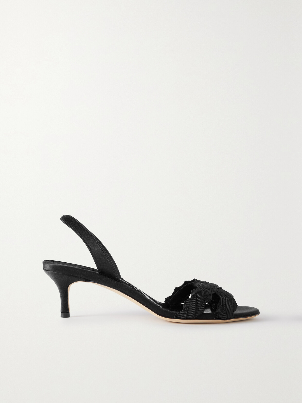 Manolo Blahnik - Ligra 50 Faille-trimmed Satin Slingback Sandals - Black