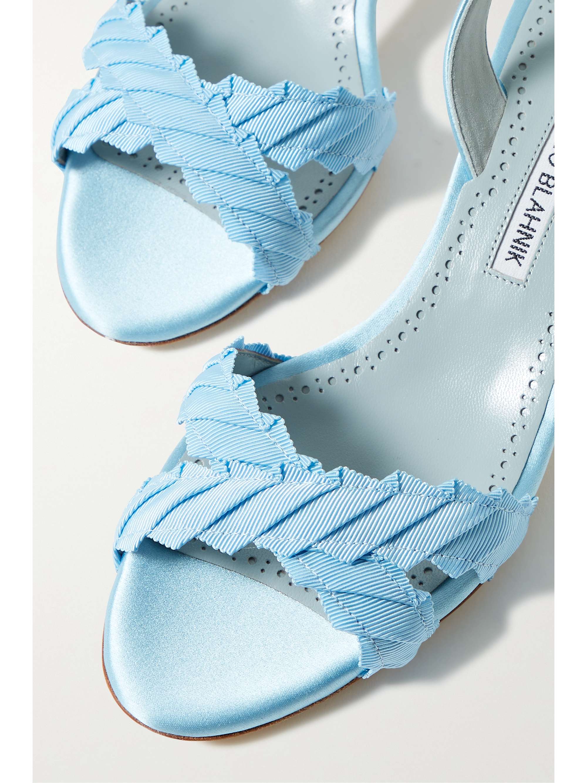 MANOLO BLAHNIK Ligra 50 罗缎边饰缎布露跟凉鞋