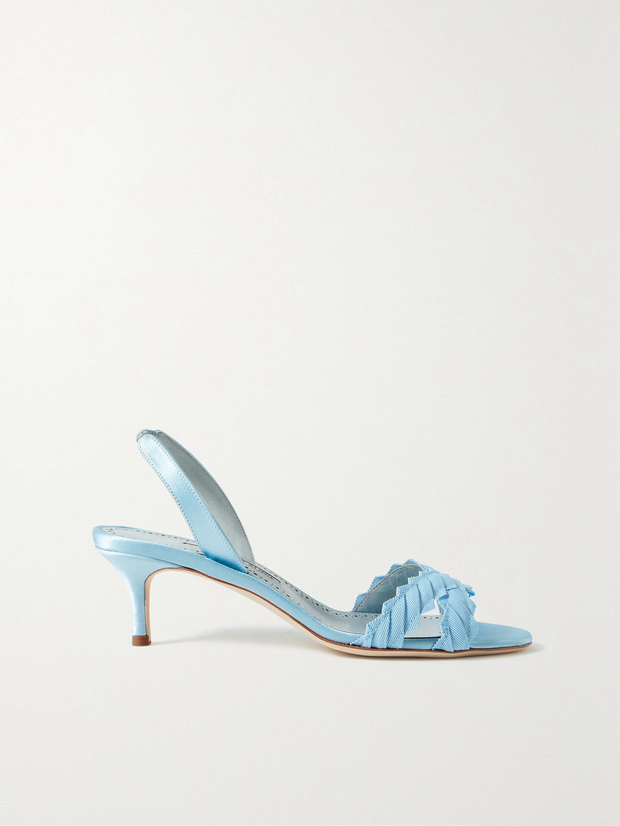 Manolo Blahnik - Ligra 50 Faille-trimmed Satin Slingback Sandals - Blue