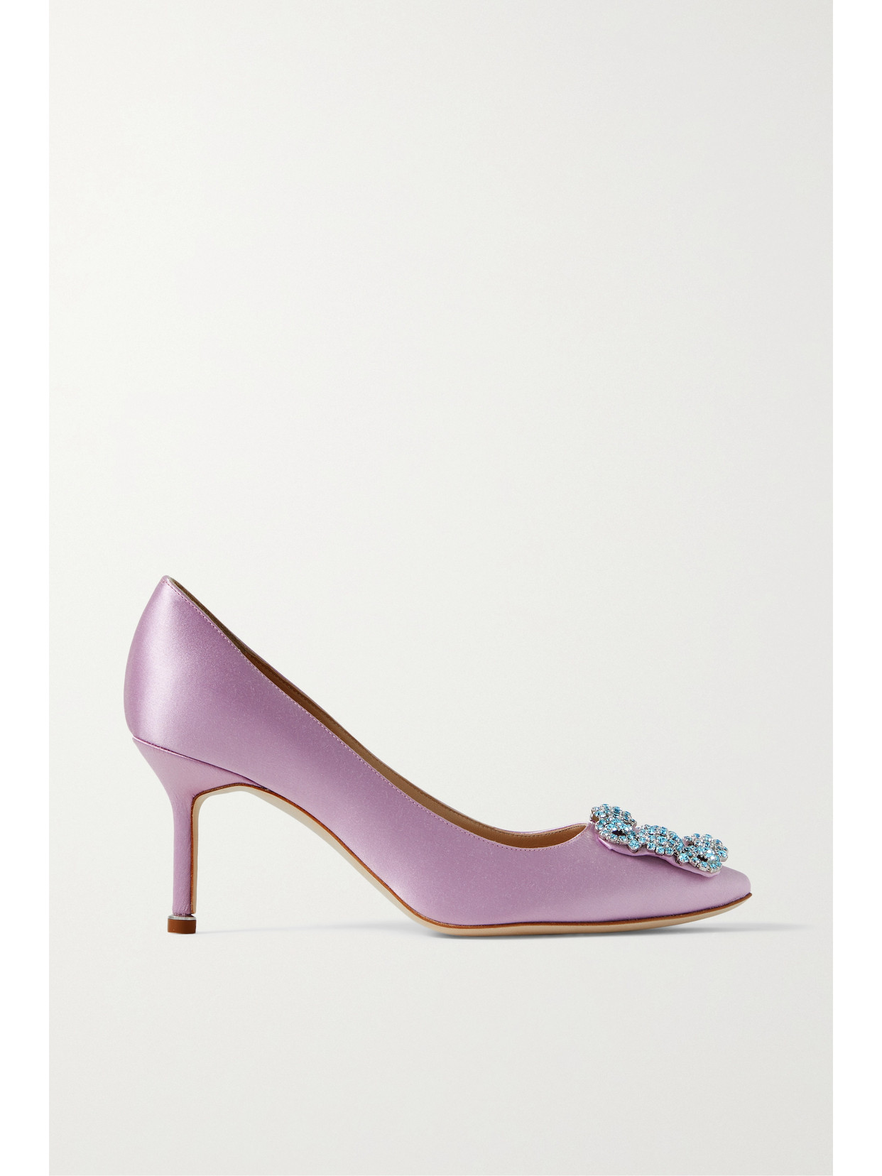 Manolo Blahnik - Hangisi 70 Embellished Satin Pumps - Purple