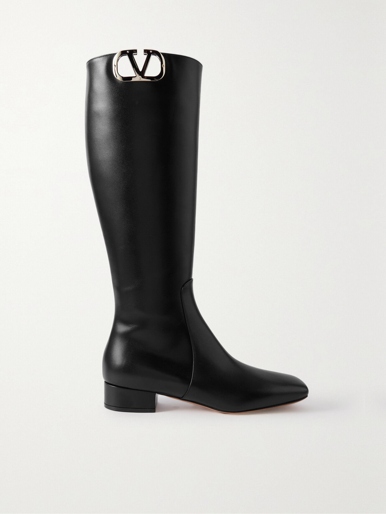 Valentino Garavani Vlogo Leather Boots Shoes In Black