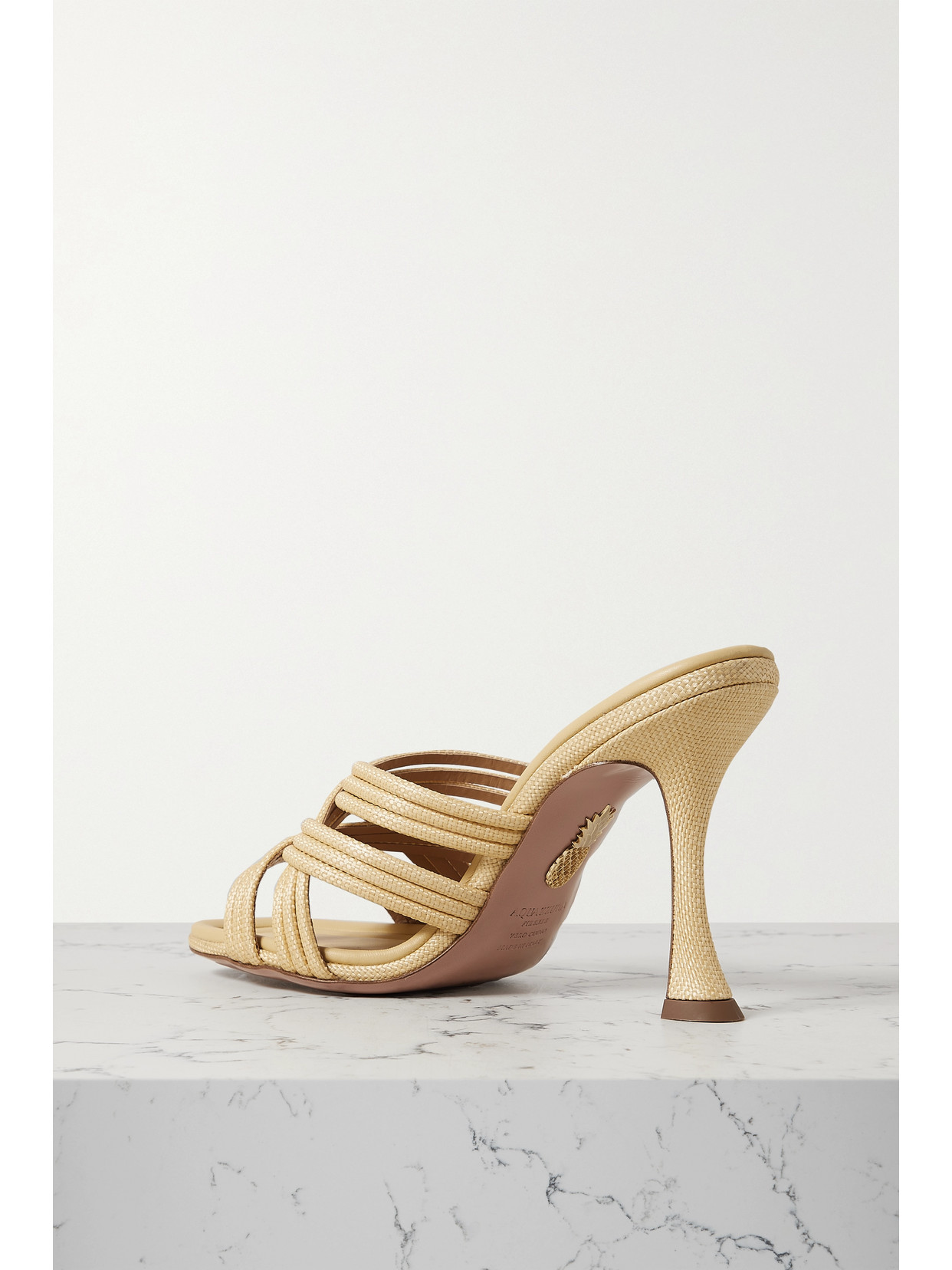 Aquazzura | 80J35F2050T | Beige | Oahu 95 Raffia Mules_ | $495