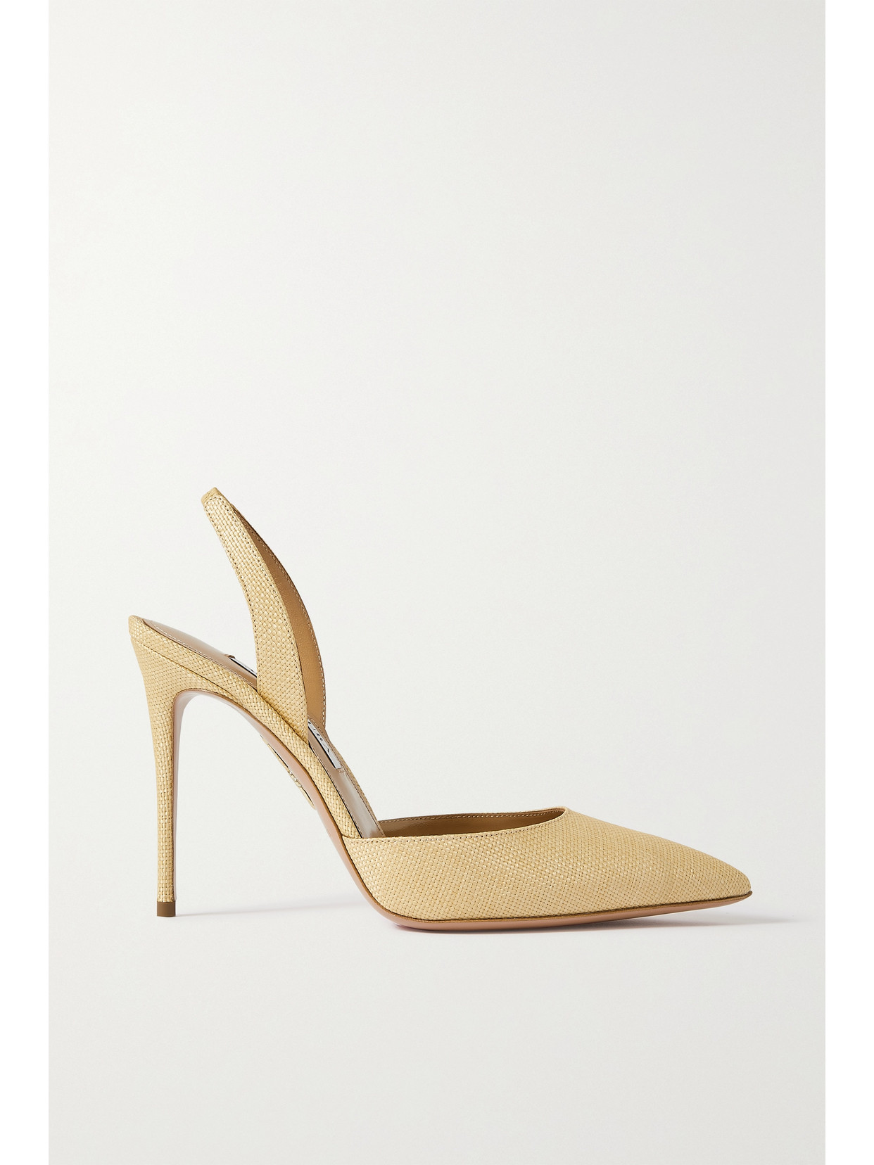 Aquazzura - So Nude 105 Raffia Slingback Pumps - Neutrals