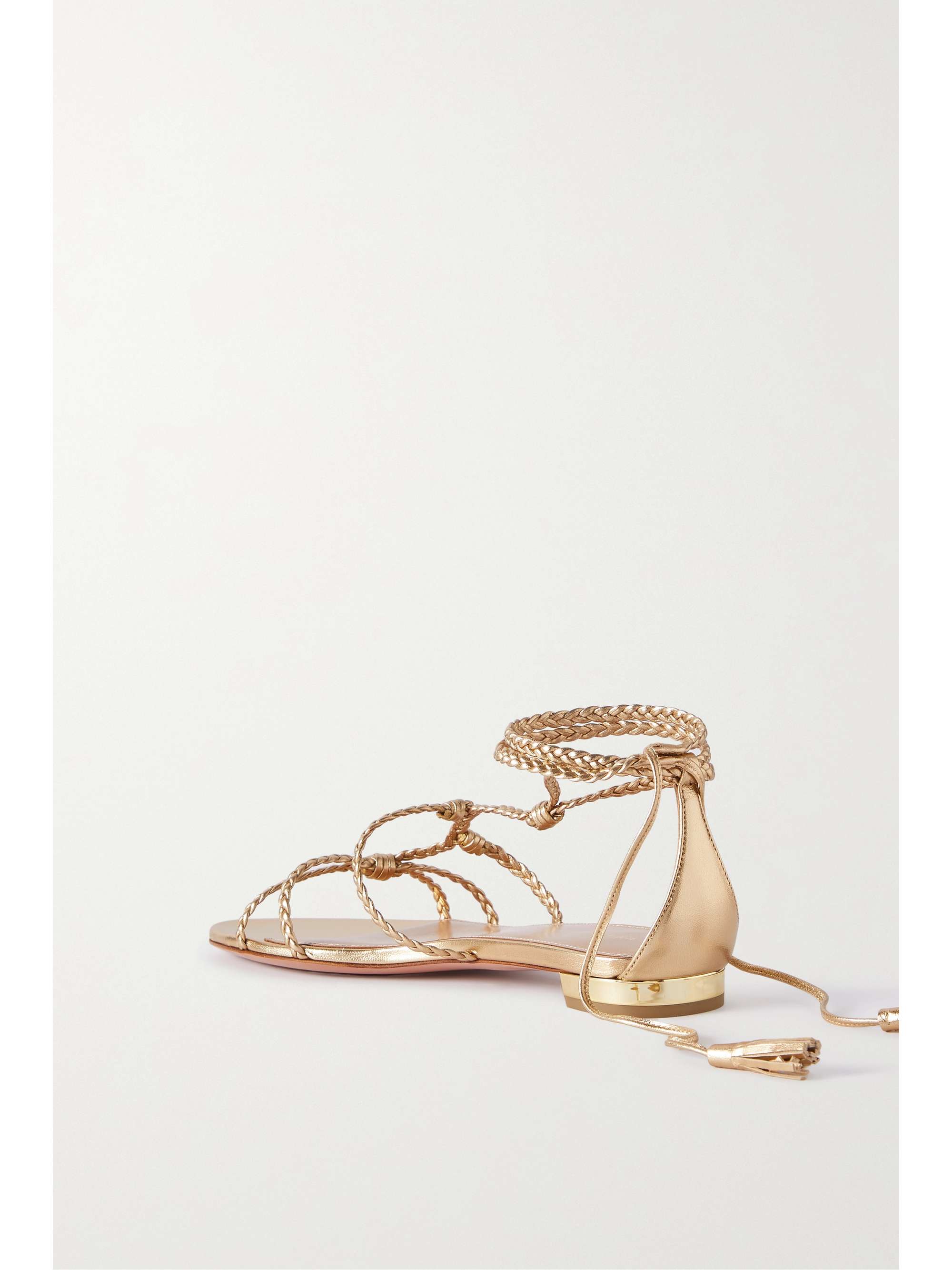 AQUAZZURA Brasilia braided metallic leather sandals