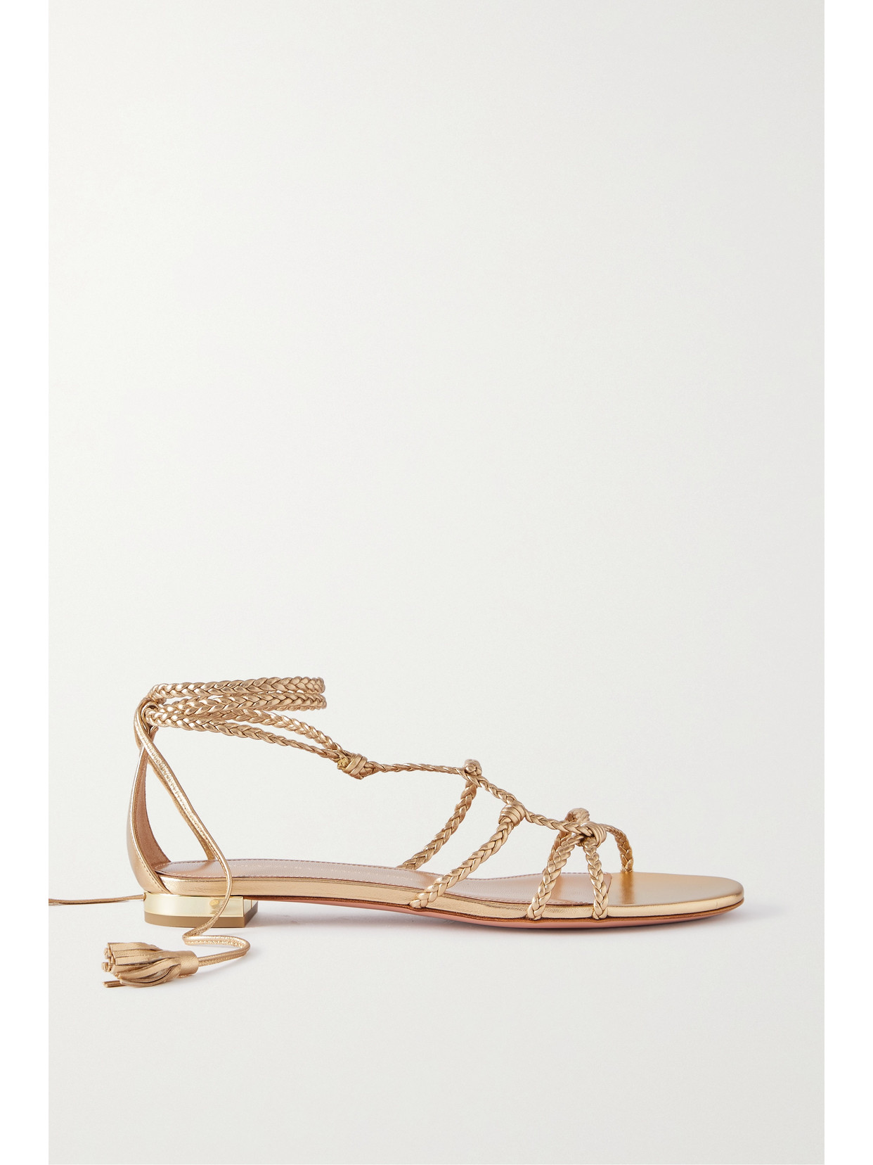 Aquazzura - Brasilia Braided Metallic Leather Sandals - Gold