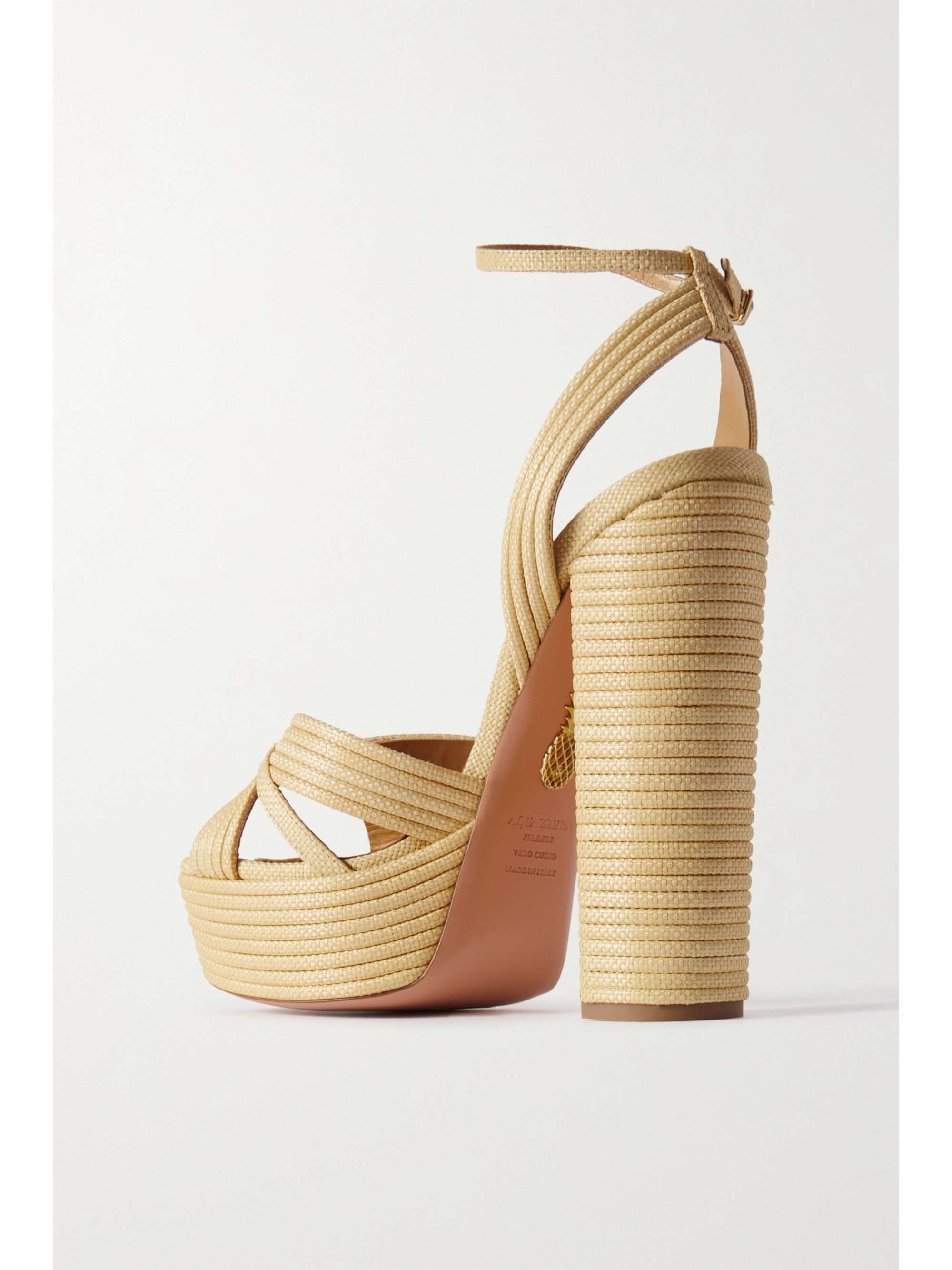 AQUAZZURA Sundance 140 raffia platform sandals | NET-A-PORTER