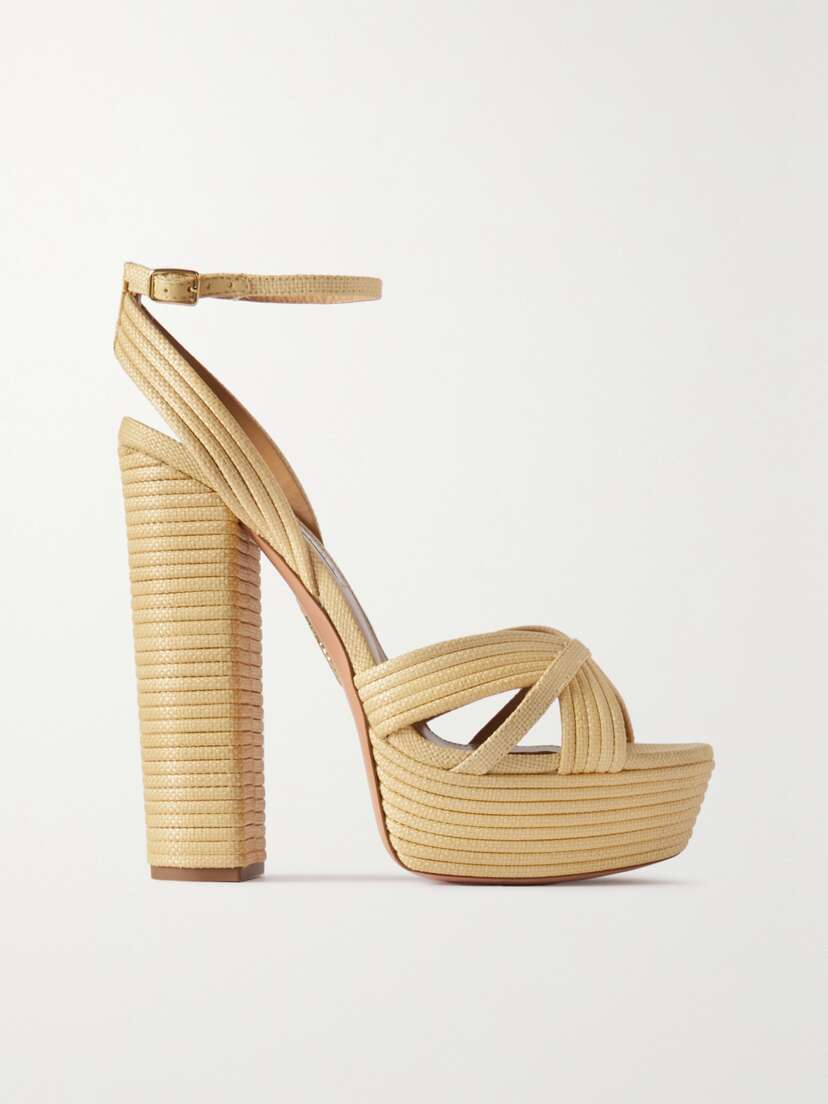 Aquazzura Sundance 140 Raffia Platform Sandals