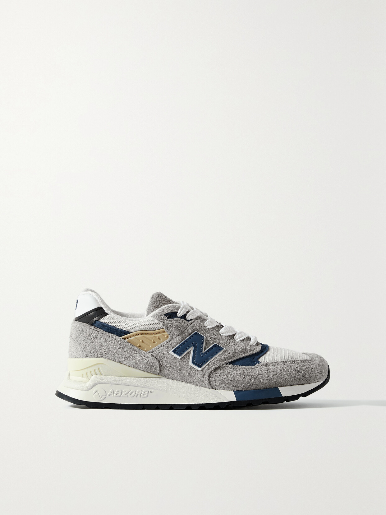 New Balance Made In Usa 998 Core Rubber-trimmed Leather, Mesh And Suede Sneakers In Gray