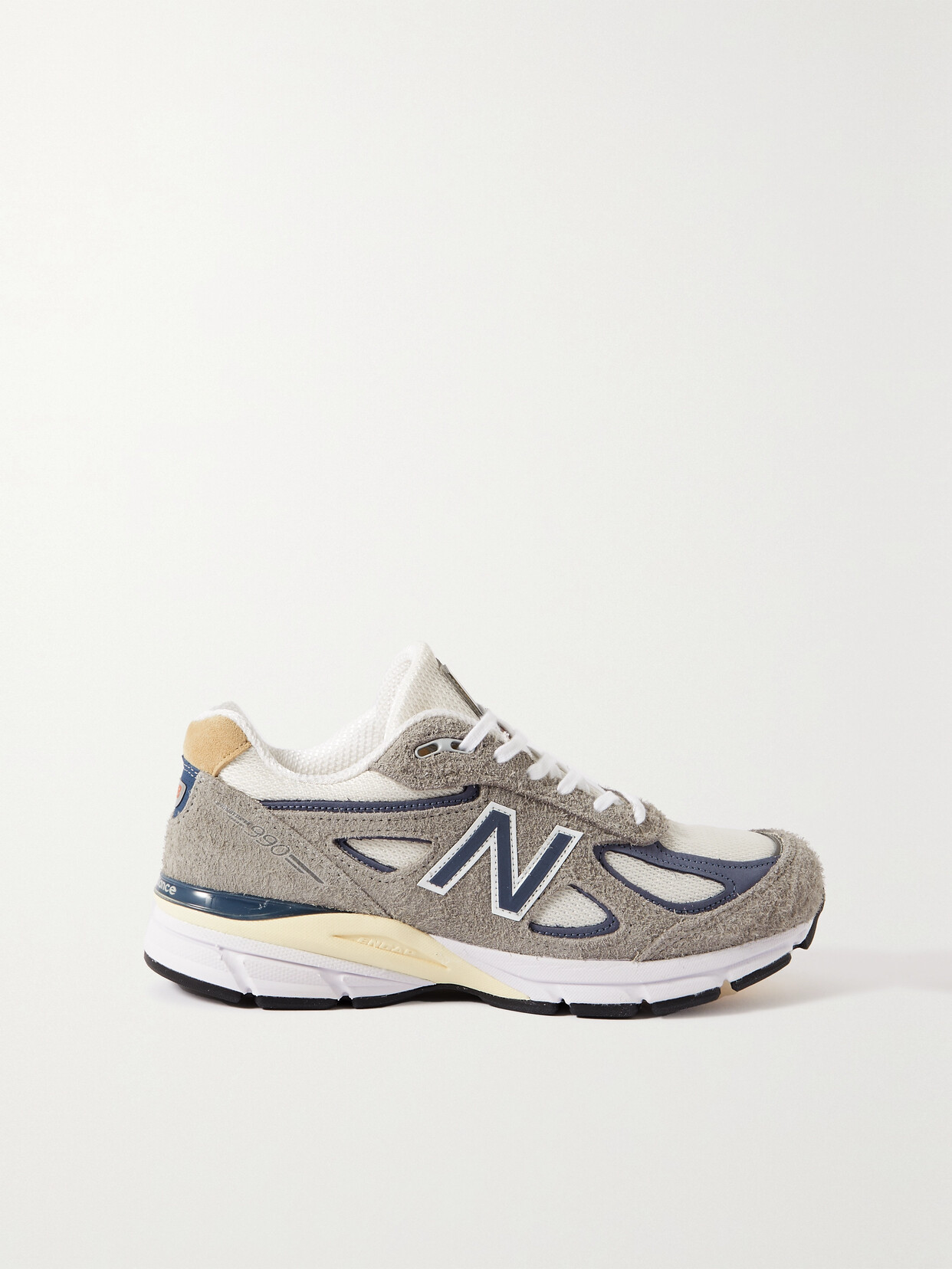 New Balance - Made In Usa 990v4 Mesh And Leather-trimmed Suede Sneakers - Gray