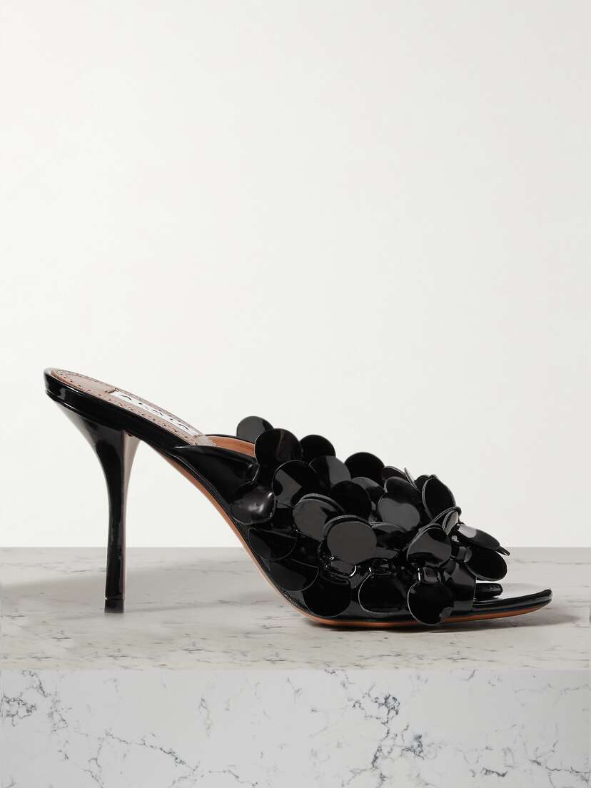 Alaïa Confetti 90 Embellished Patent Leather Mules