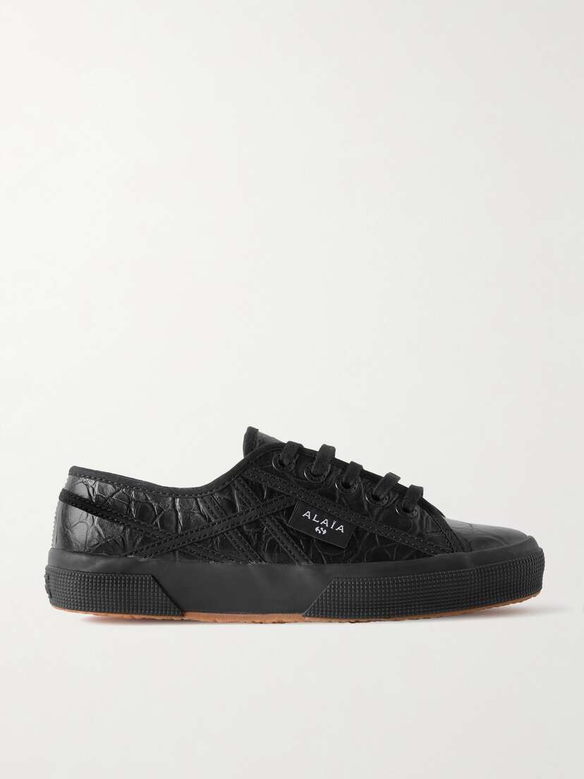 Alaïa + Superga Croc-effect Leather Sneakers