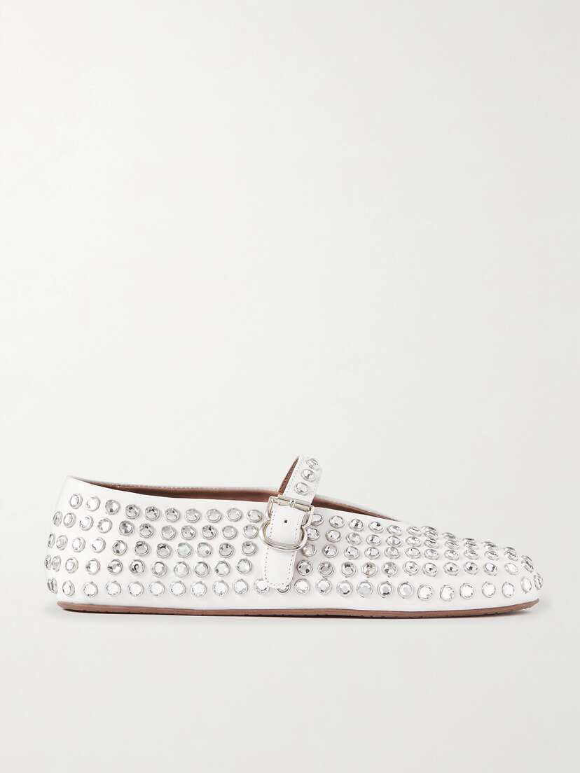 Alaïa Crystal-embellished Leather Ballet Flats