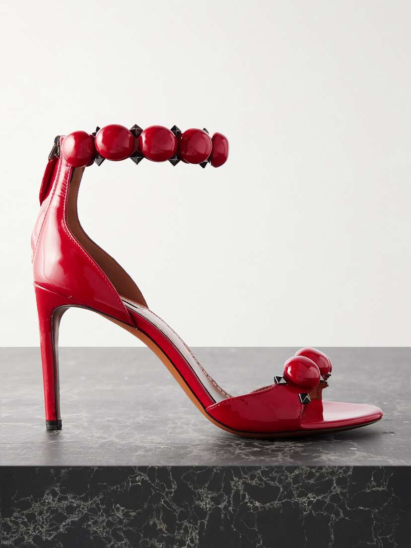 Alaïa La Bombe 90 Studded Patent-leather Sandals