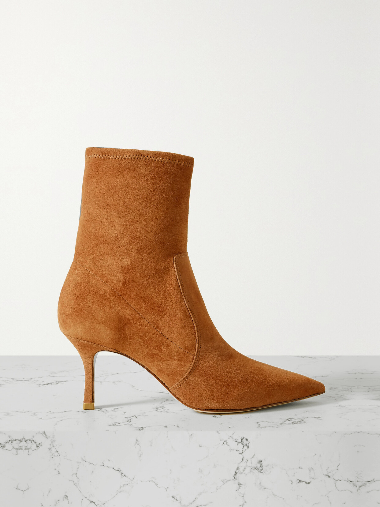 Porte & Paire - Stretch-suede Ankle Boots - Brown