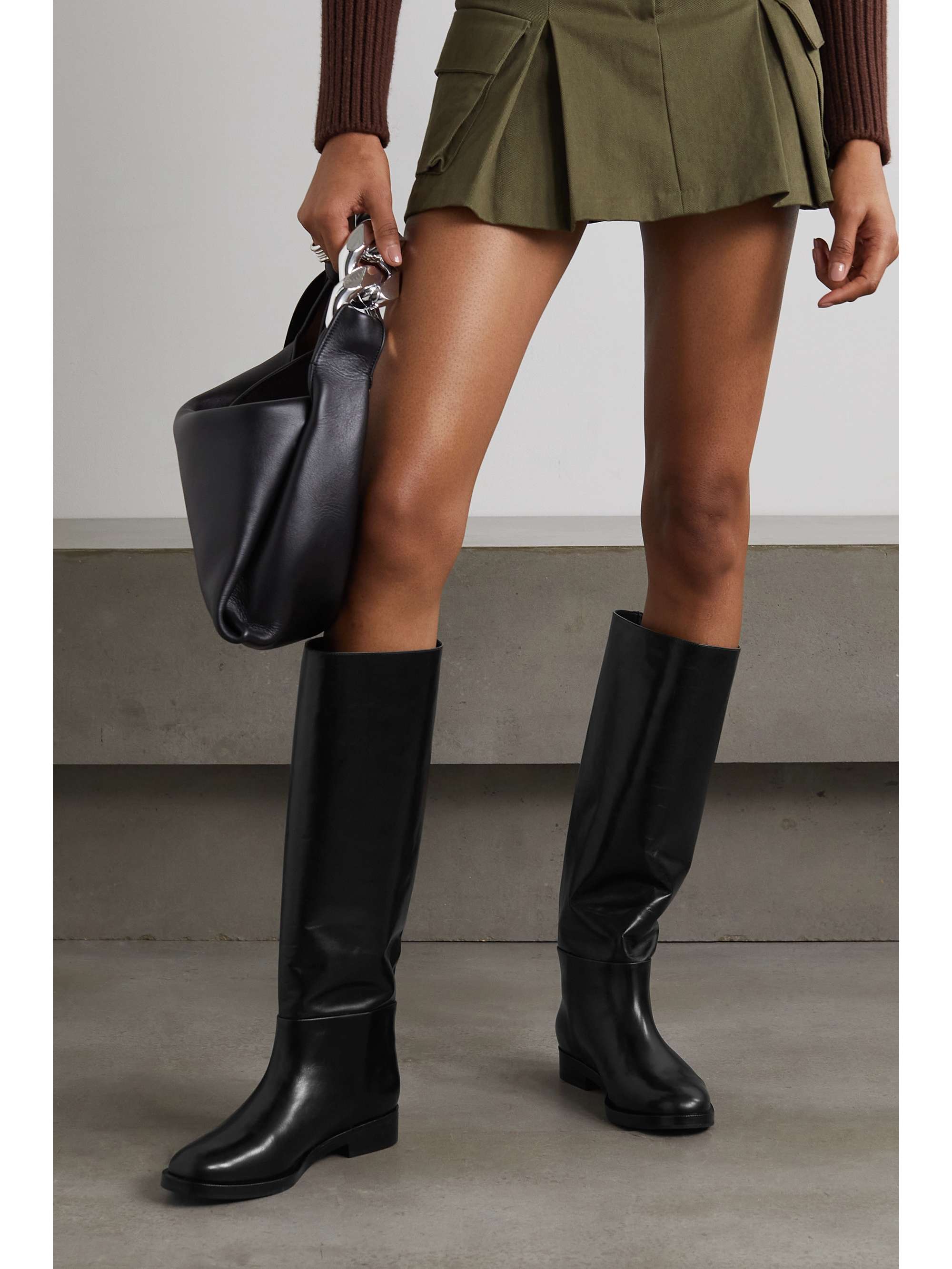 PORTE & PAIRE Glossed-leather knee boots
