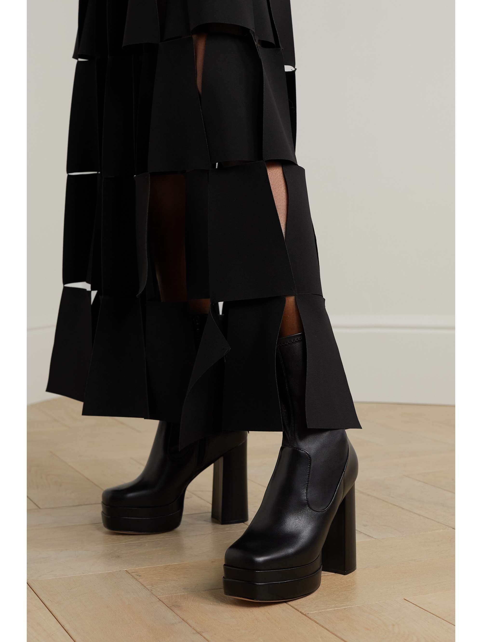 PORTE & PAIRE Leather platform sock boots