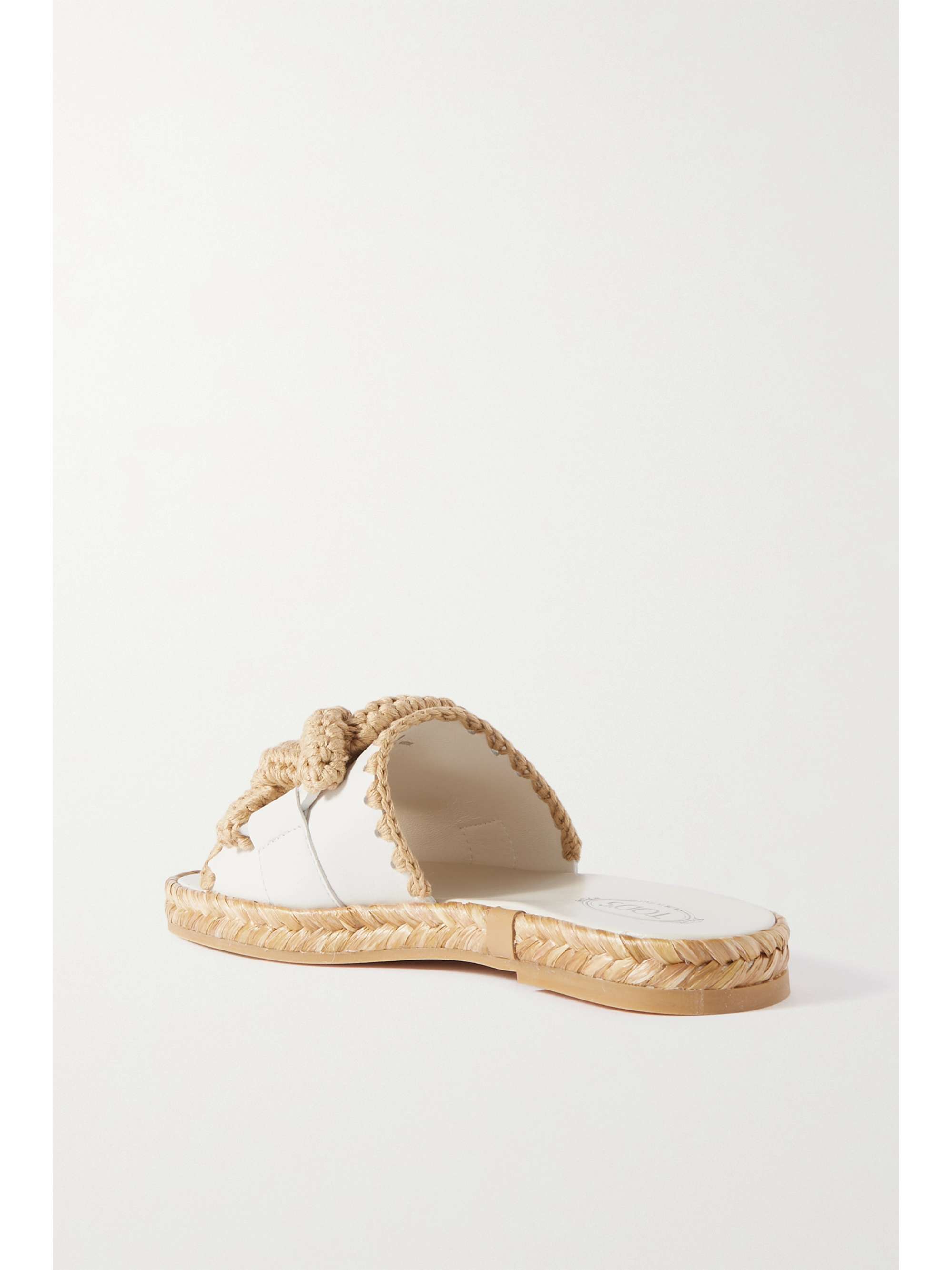 TOD'S Leather and raffia slides