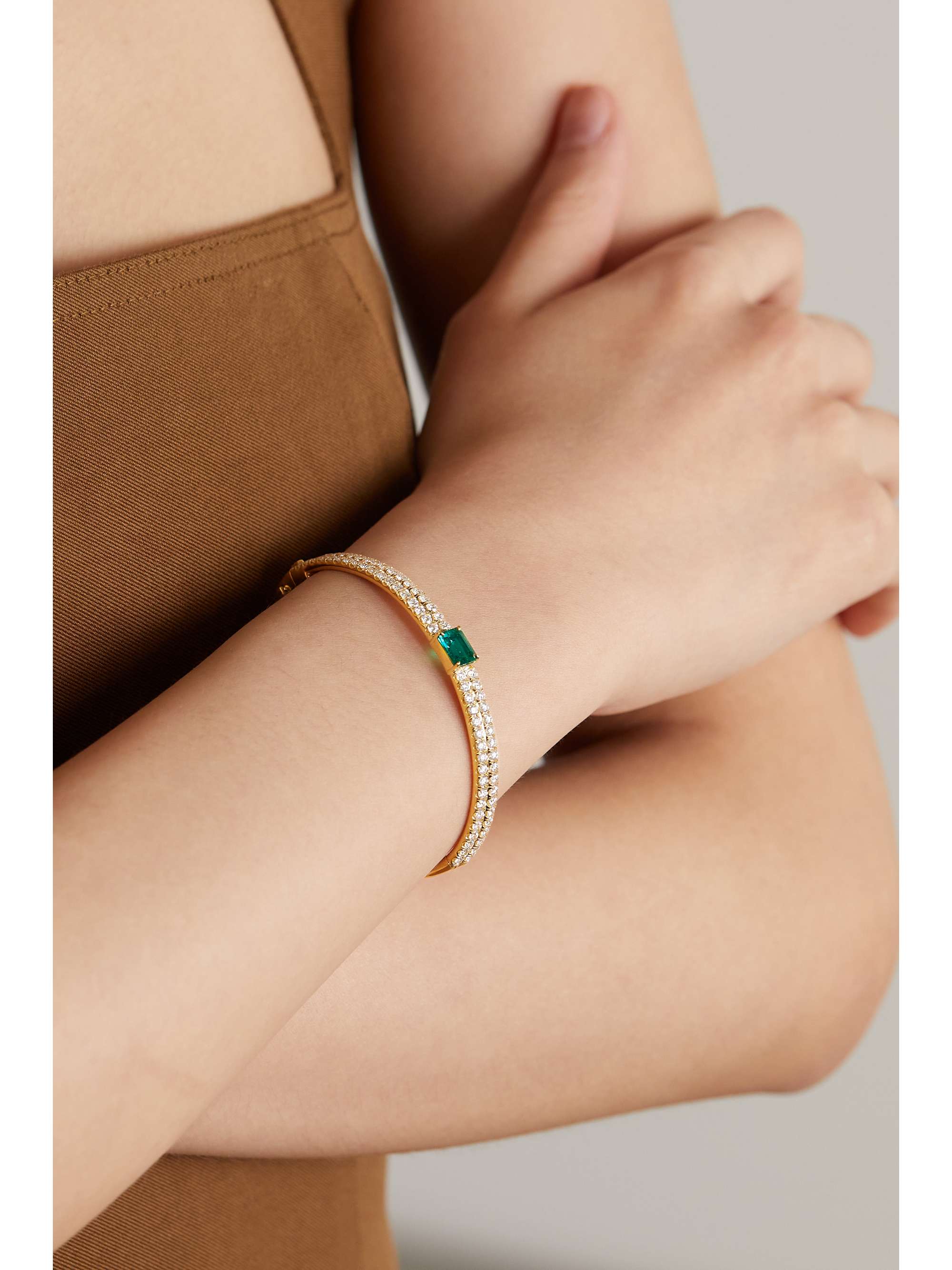 ANITA KO Gia 18-karat gold, diamond and emerald bracelet