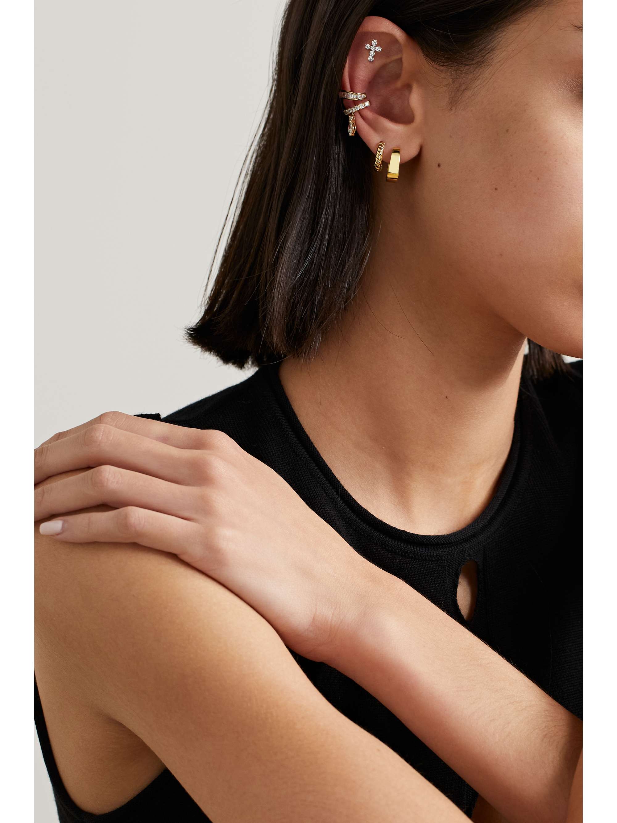 ANITA KO Small Meryl 18-karat rose gold hoop earrings