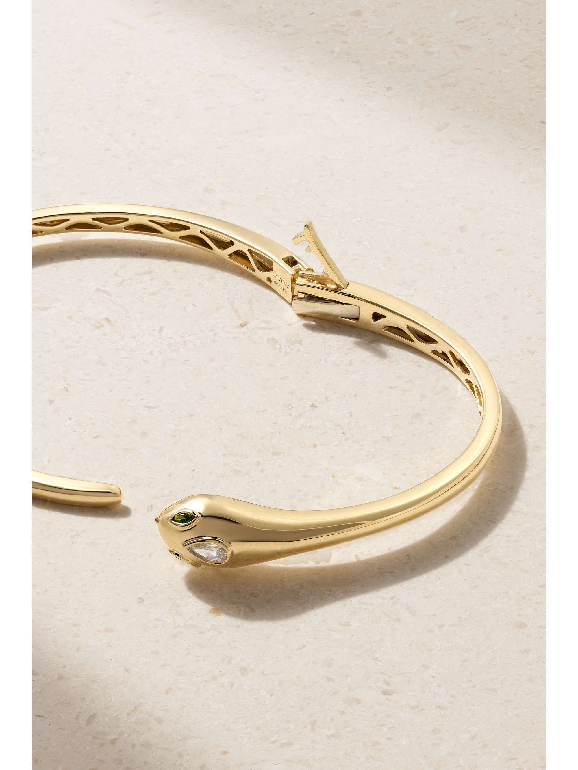 ANITA KO Snake Coil 18-karat gold, diamond and emerald bracelet