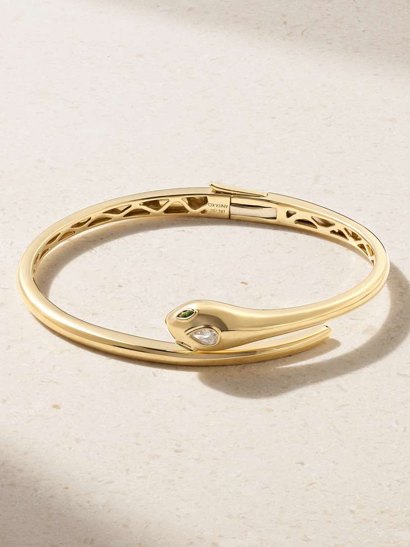 Anita Ko Snake Coil 18-karat Gold, Diamond And Emerald Bracelet