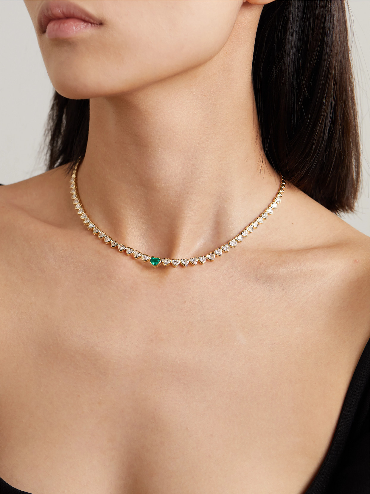 Shop Anita Ko 18-karat Gold, Diamond And Emerald Necklace