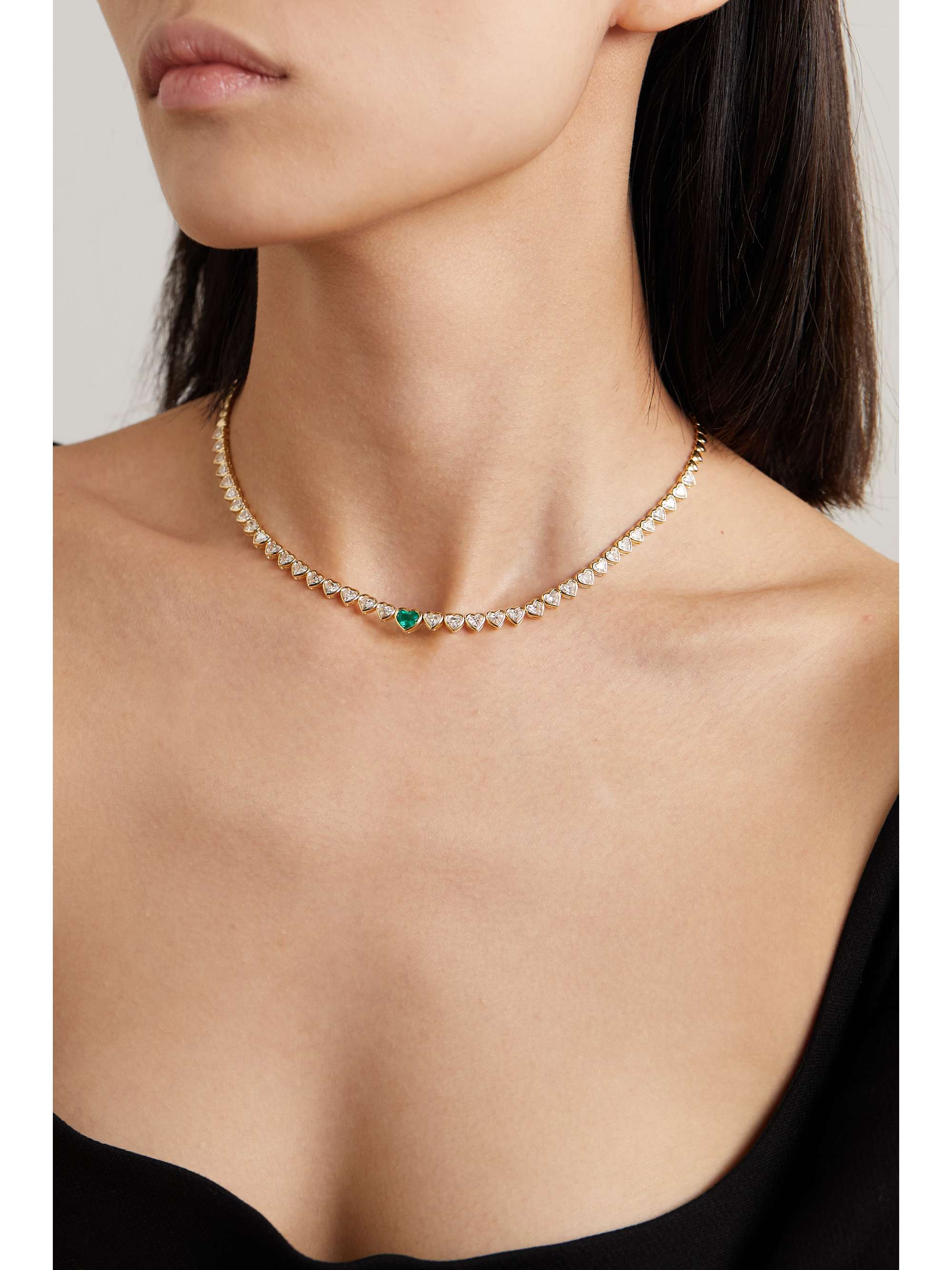 ANITA KO 18-karat gold, diamond and emerald necklace
