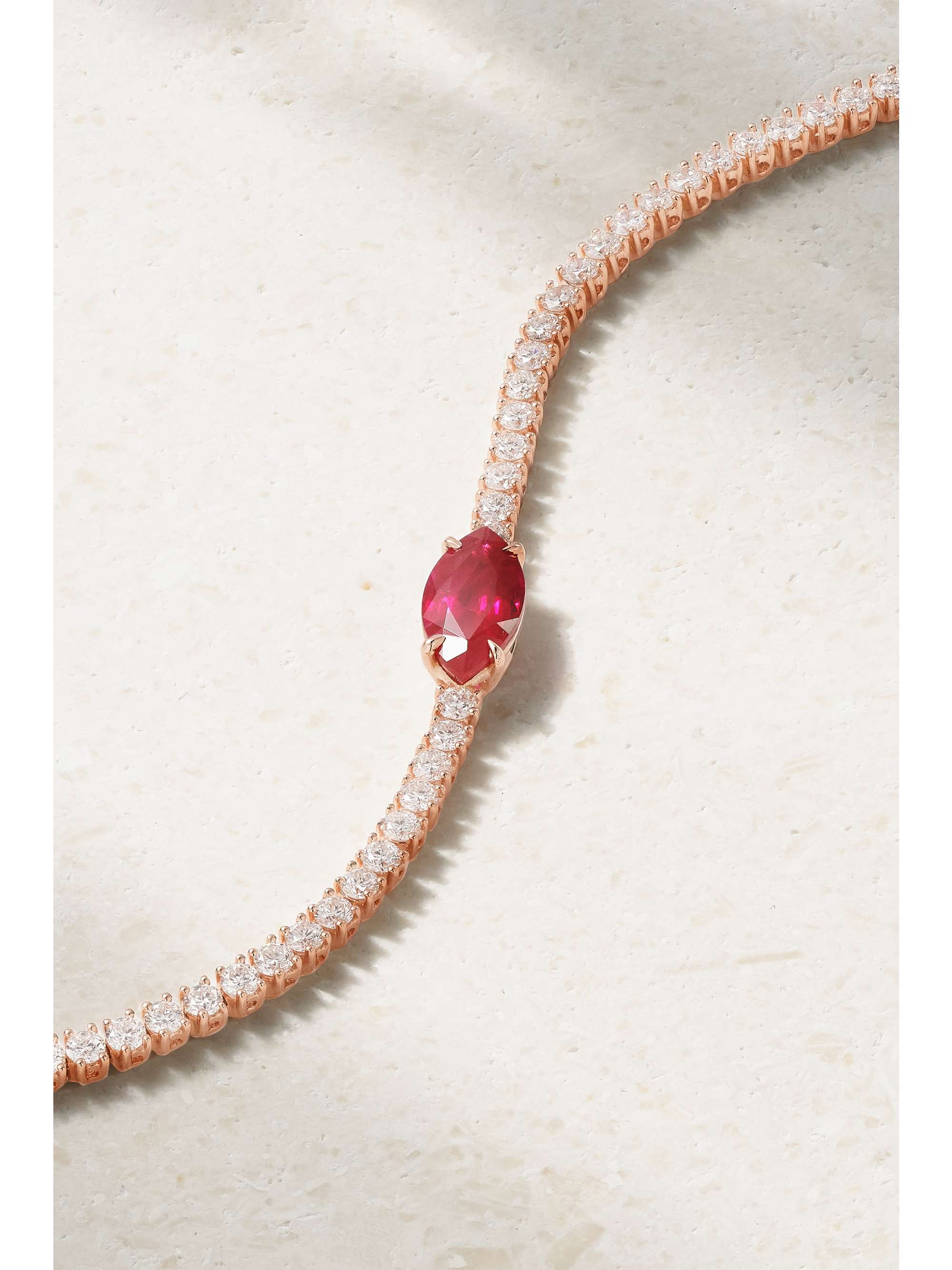 ANITA KO Hepburn 18-karat rose gold, diamond and ruby bracelet