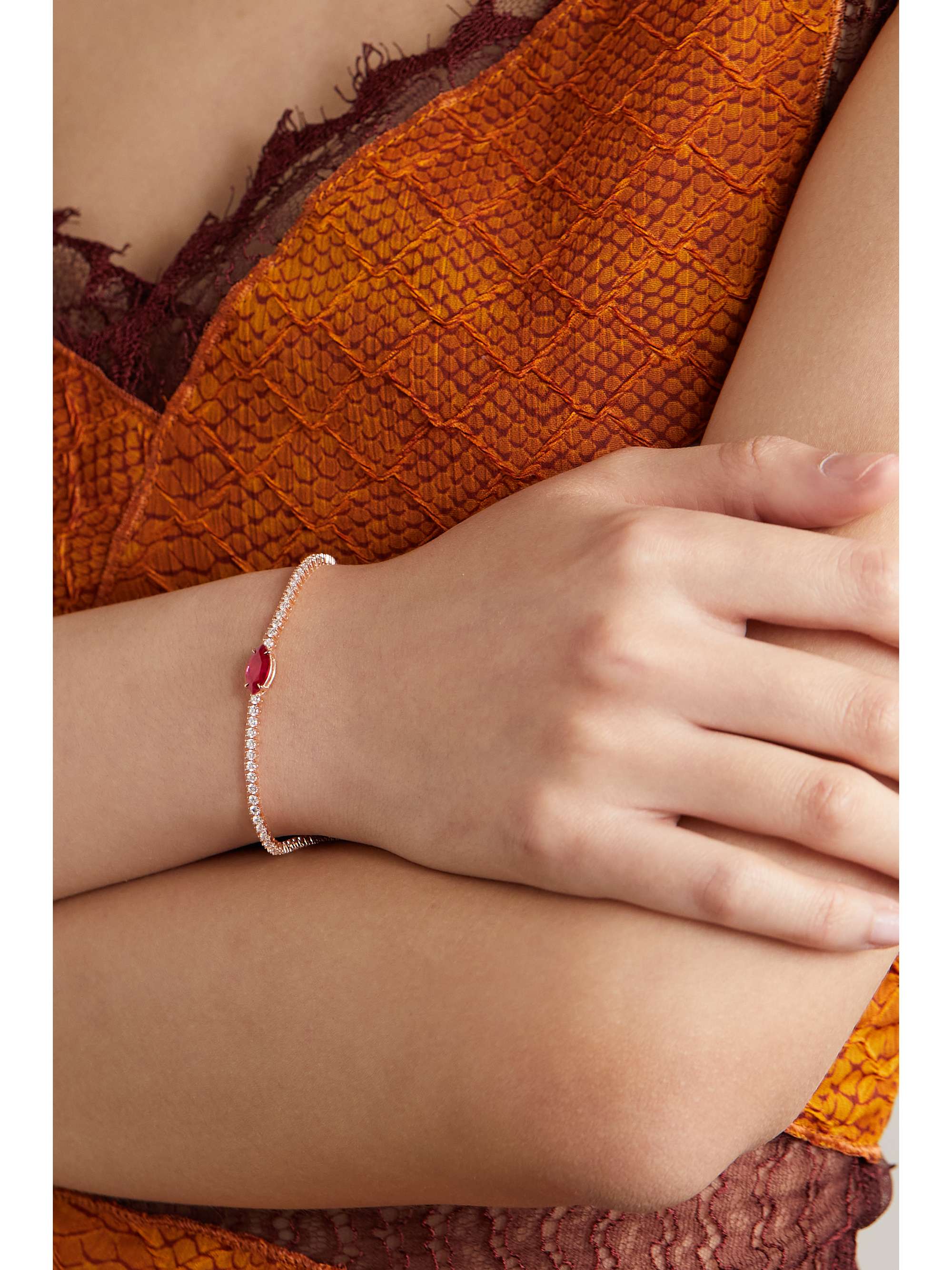 ANITA KO Hepburn 18-karat rose gold, diamond and ruby bracelet