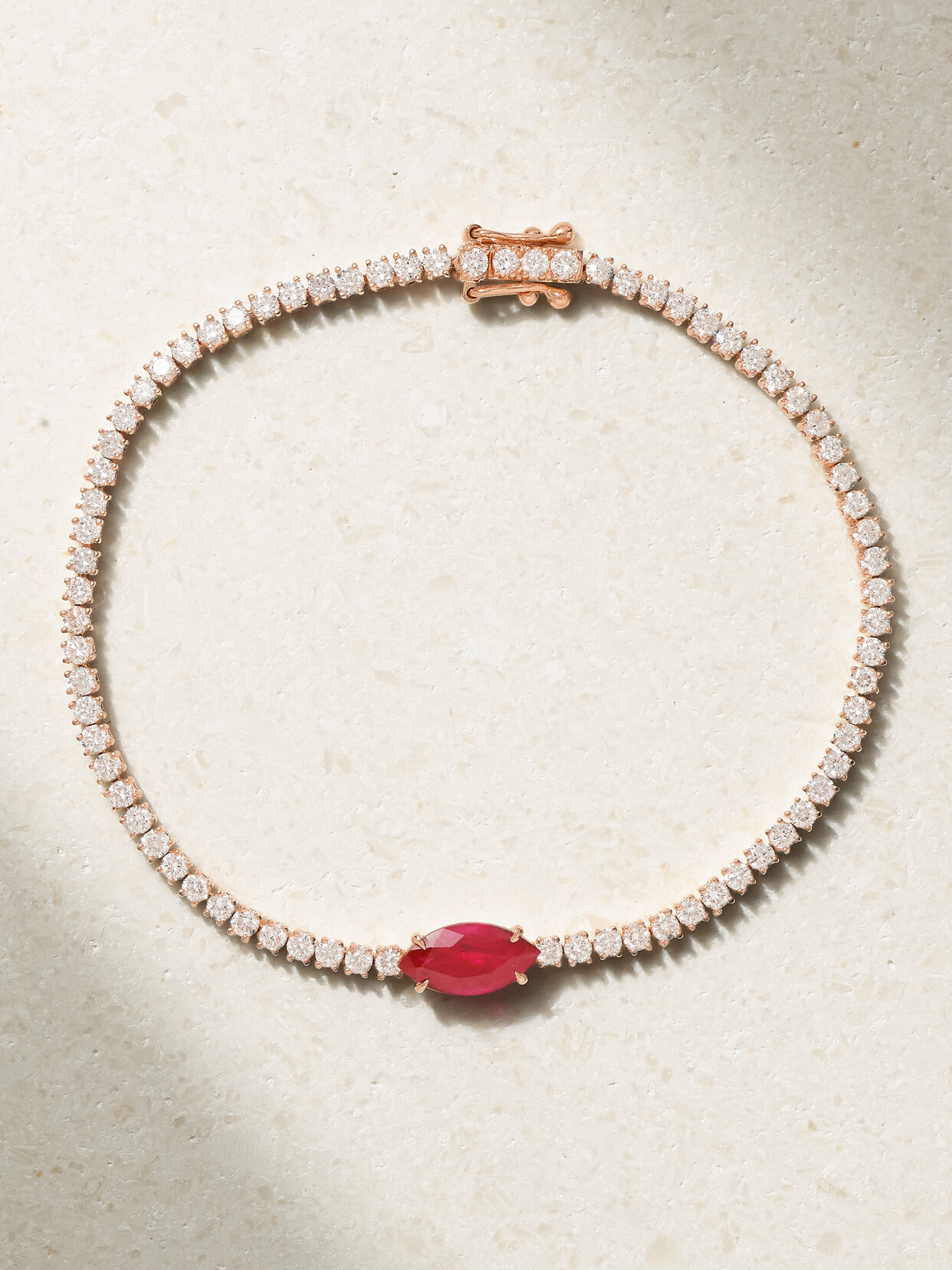 Anita Ko - Hepburn 18-karat Rose Gold, Diamond And Ruby Bracelet - one size