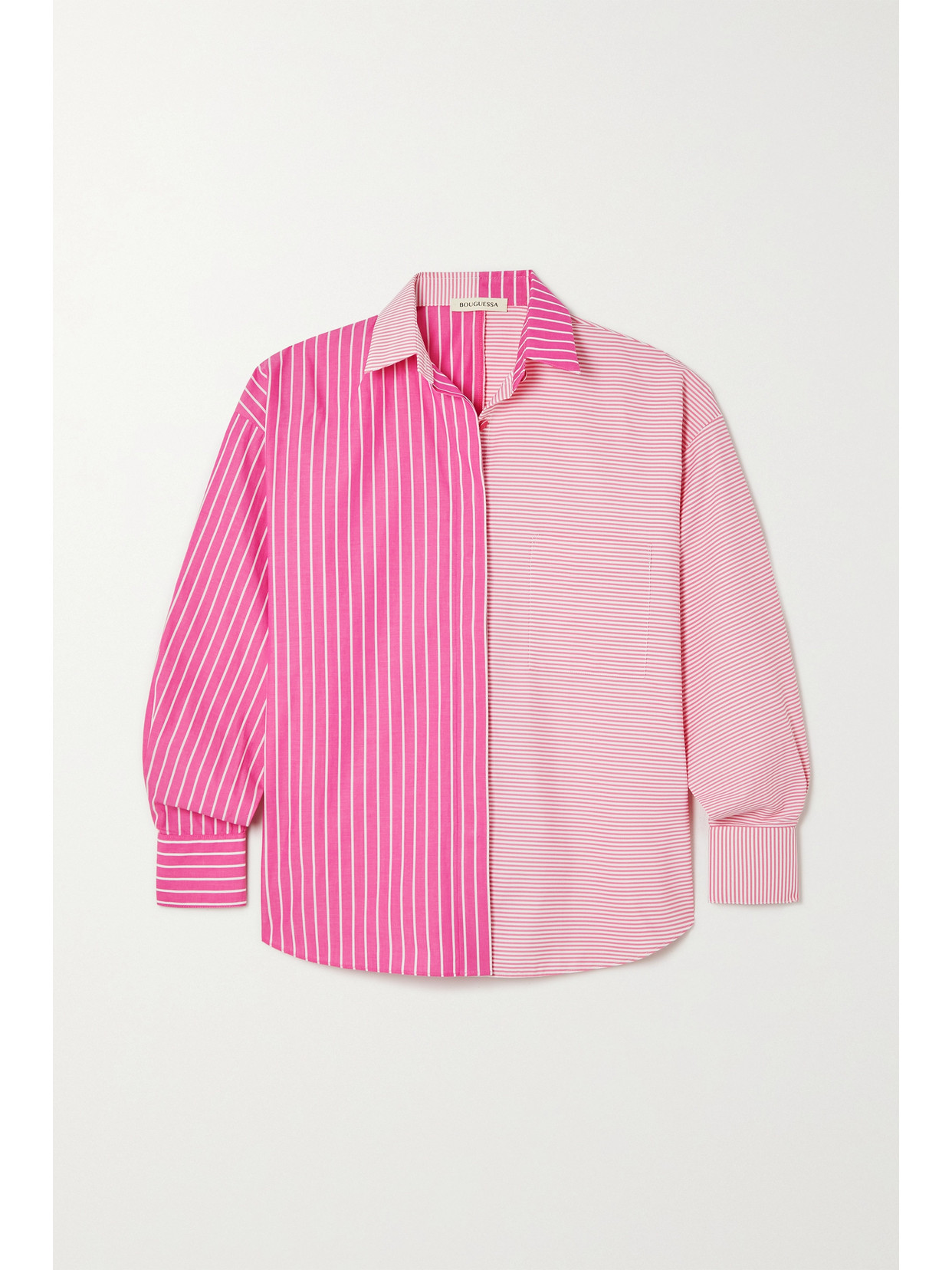 Bouguessa - Afreen Paneled Striped Cotton-poplin Shirt - Pink