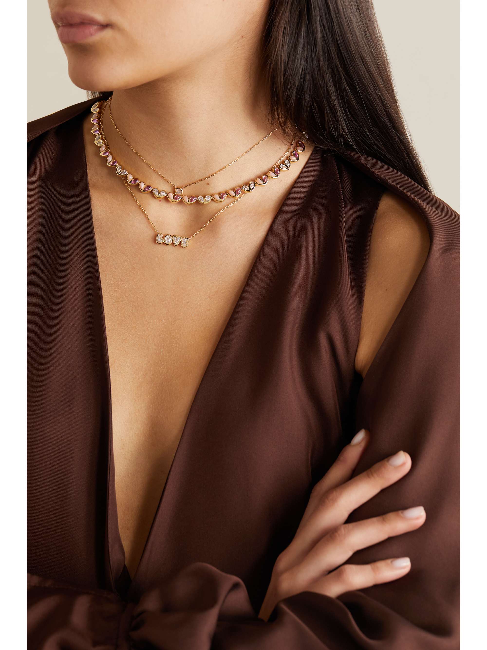 GEMELLA Love Bubble Bezel 18-karat gold diamond necklace