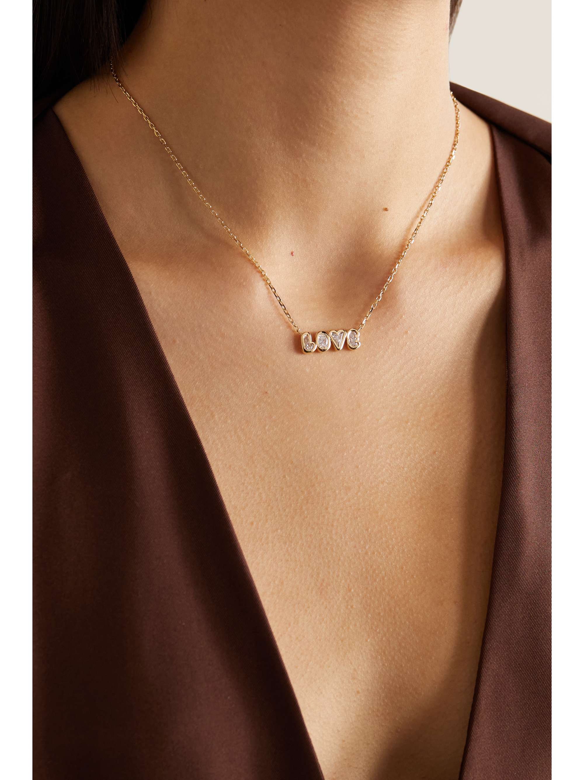GEMELLA Love Bubble Bezel 18-karat gold diamond necklace