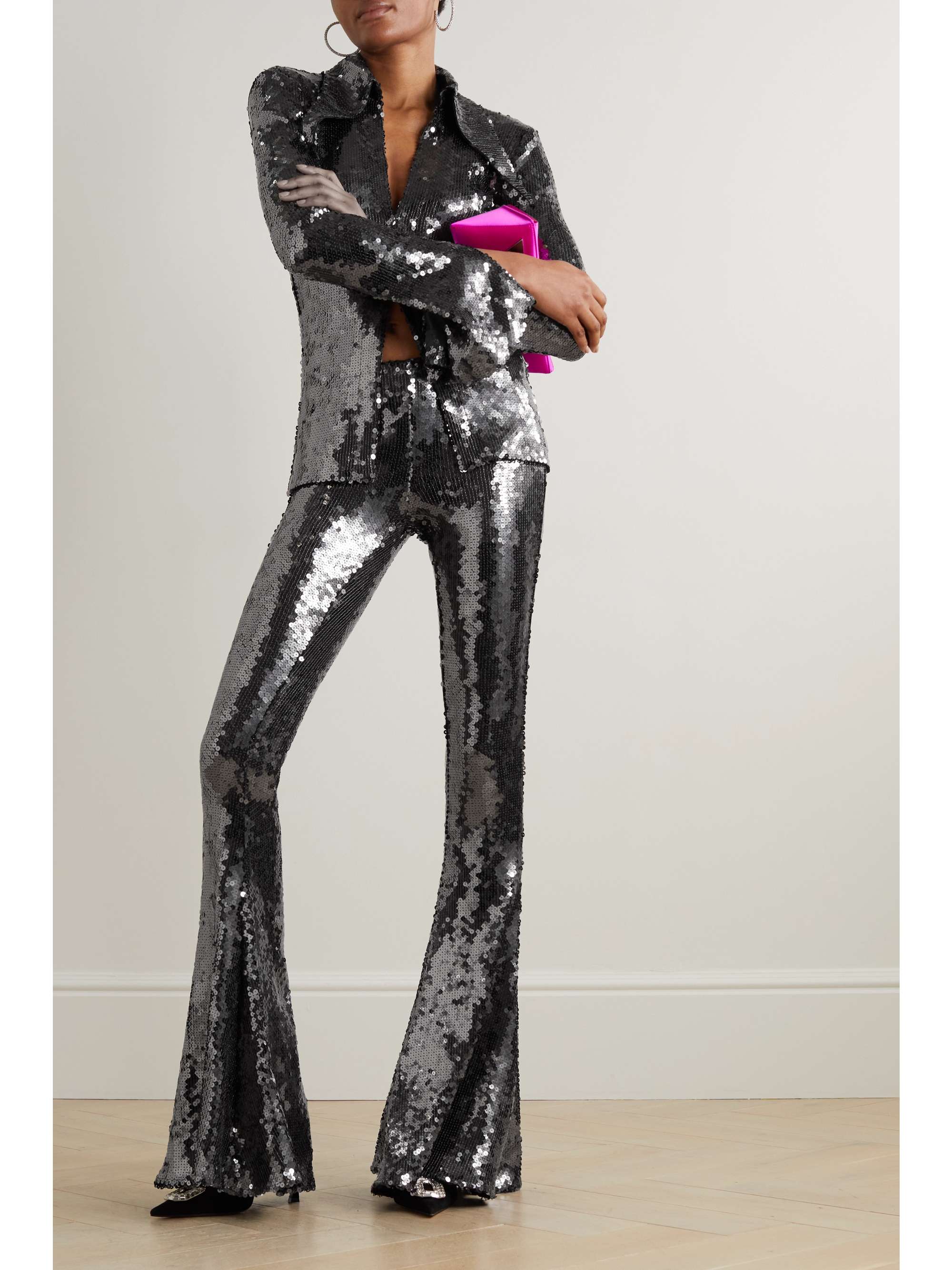 16ARLINGTON Koro sequined tulle flared pants | NET-A-PORTER