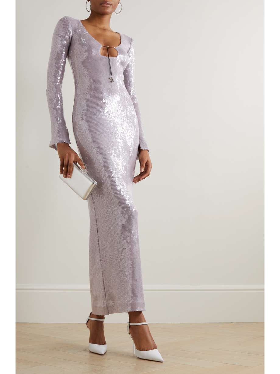 Lavender Solaria sequined stretchtulle maxi dress 16ARLINGTON NET