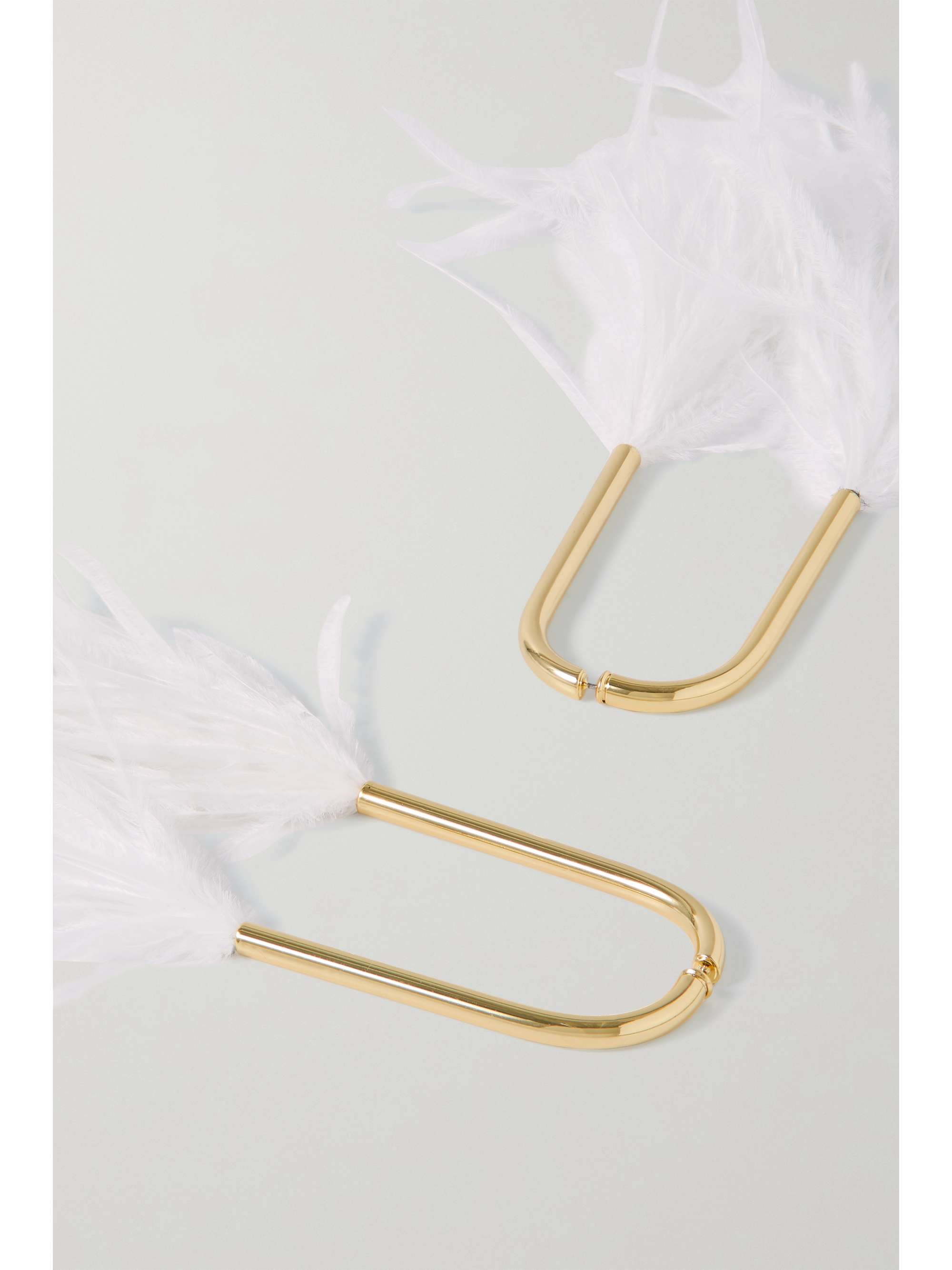 Meta gold tone feather earrings white One Size