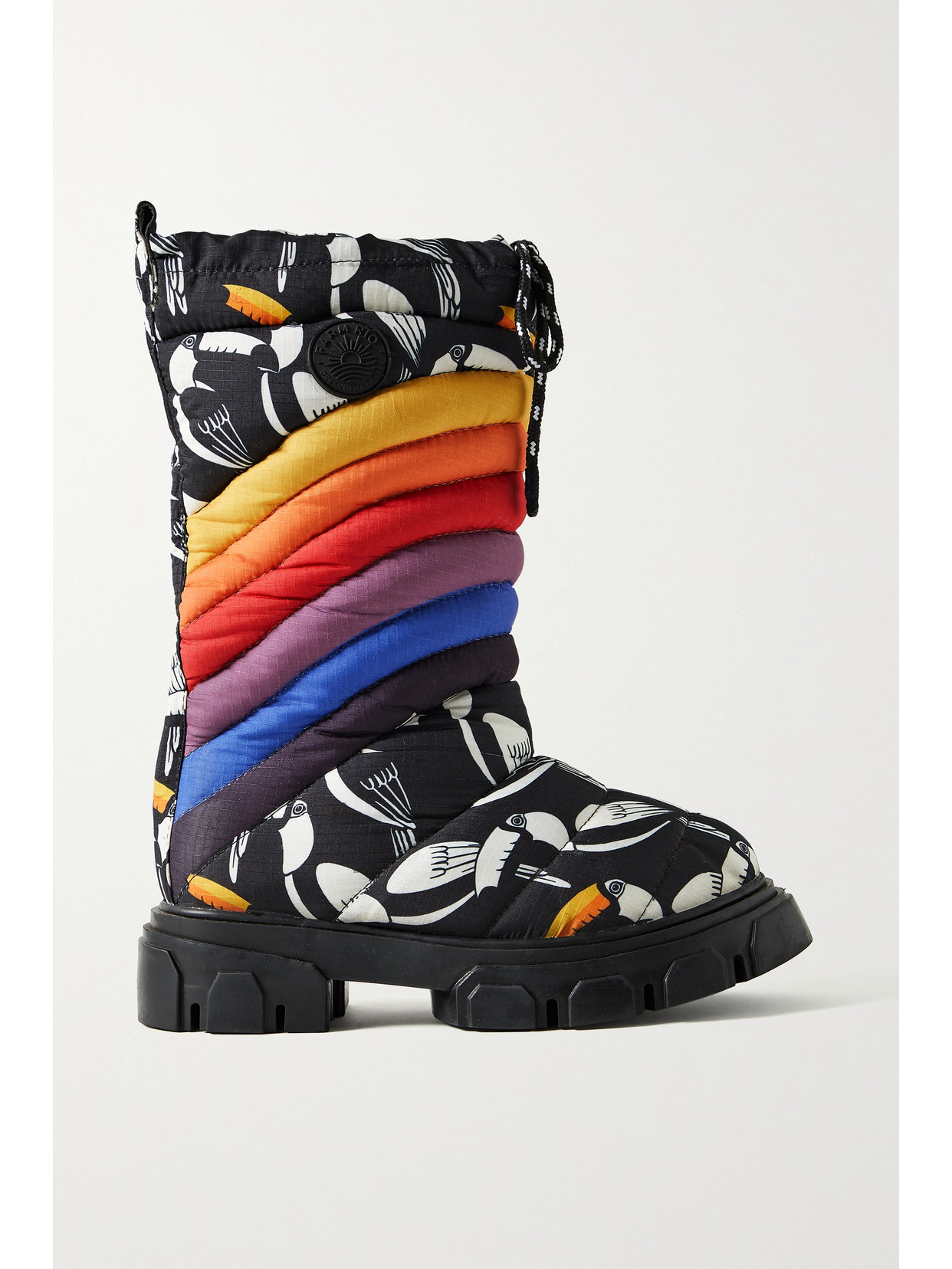 Farm Rio - Printed Quilted Ripstop Snow Boots - Black