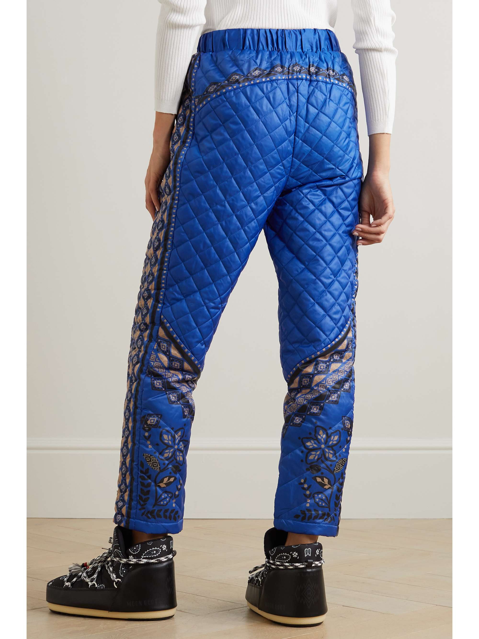 FARM RIO Macaw Forest quilted printed shell pants | NET-A-PORTER