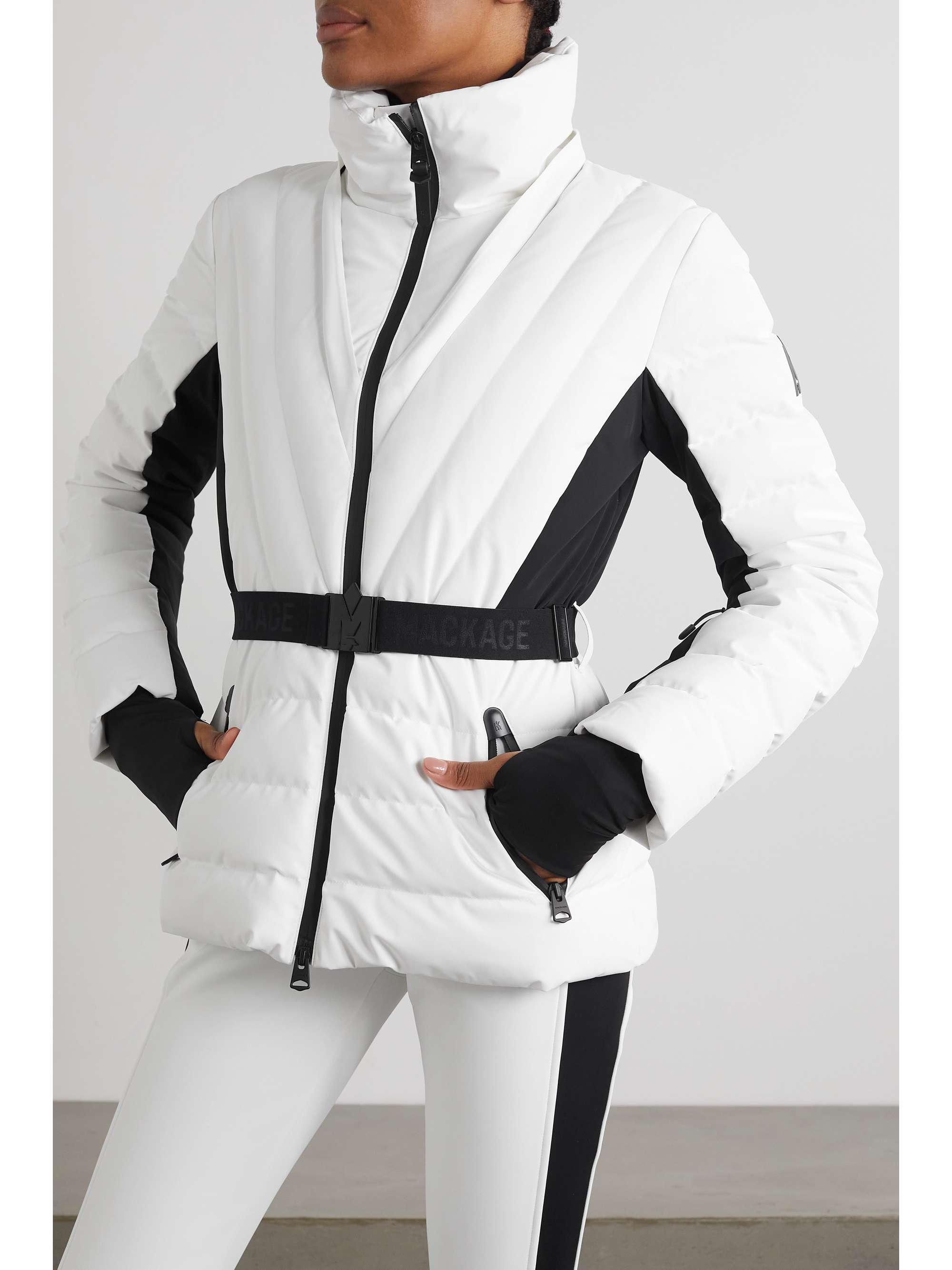 + NET SUSTAIN Elita-NFZ belted quilted down ski jacket