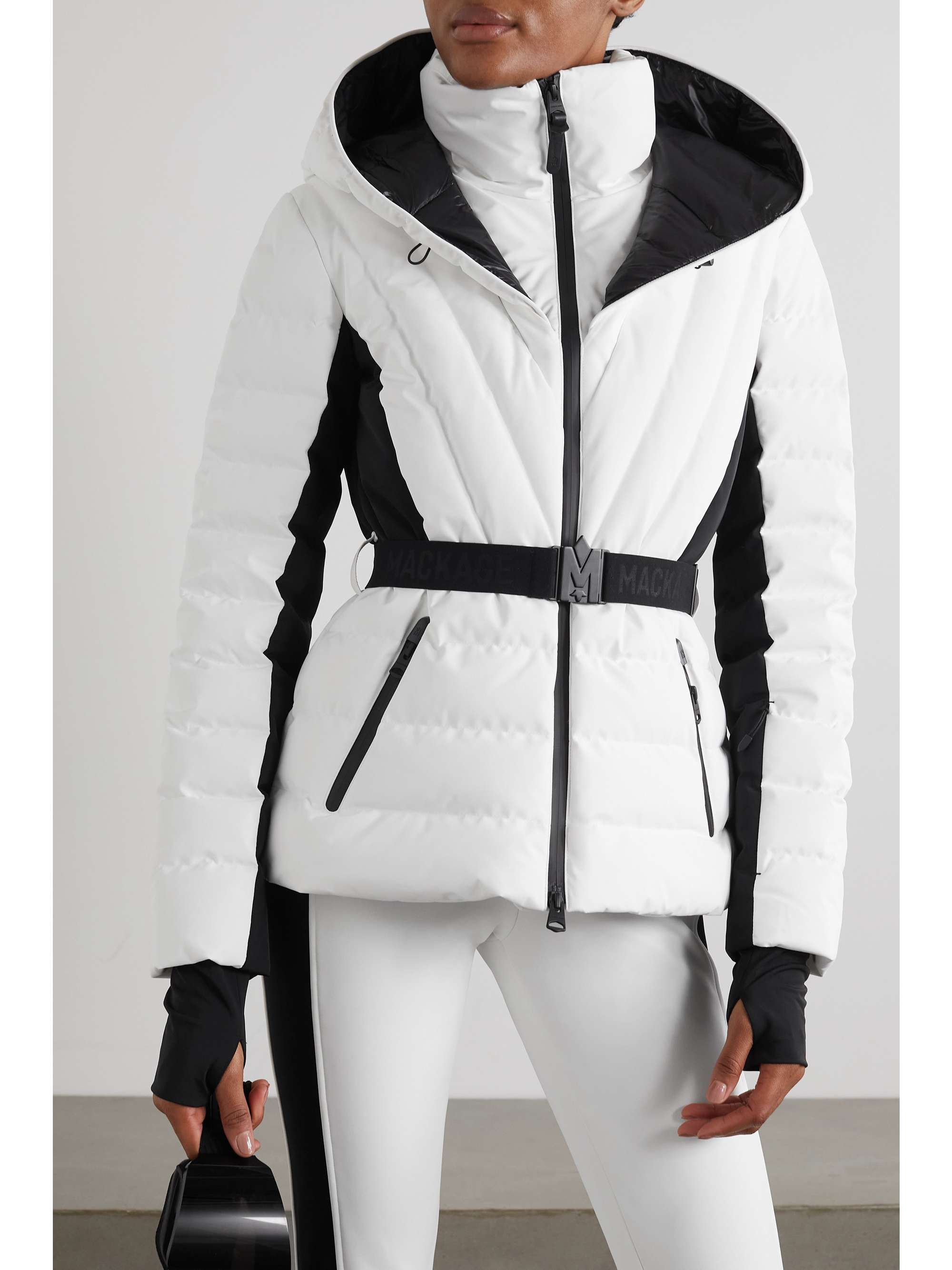 + NET SUSTAIN Elita-NFZ belted quilted down ski jacket