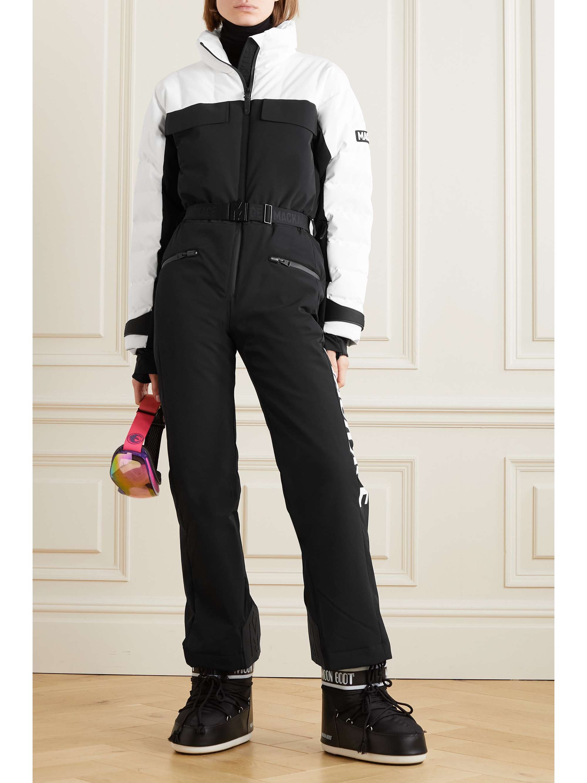 MACKAGE + NET SUSTAIN Halen two-tone quilted stretch-shell down ski suit |  NET-A-PORTER