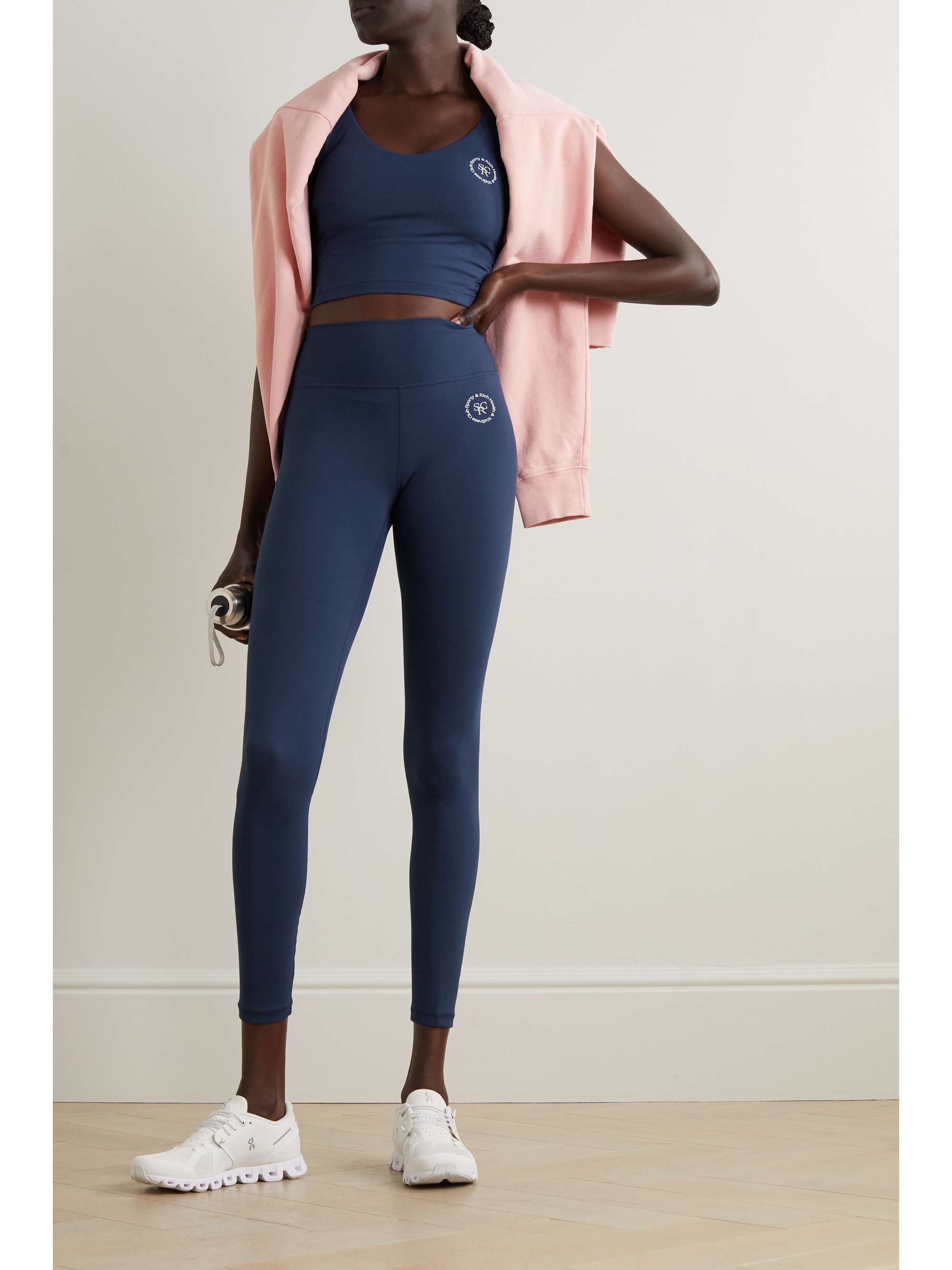 SPORTY & RICH Printed stretch-jersey leggings