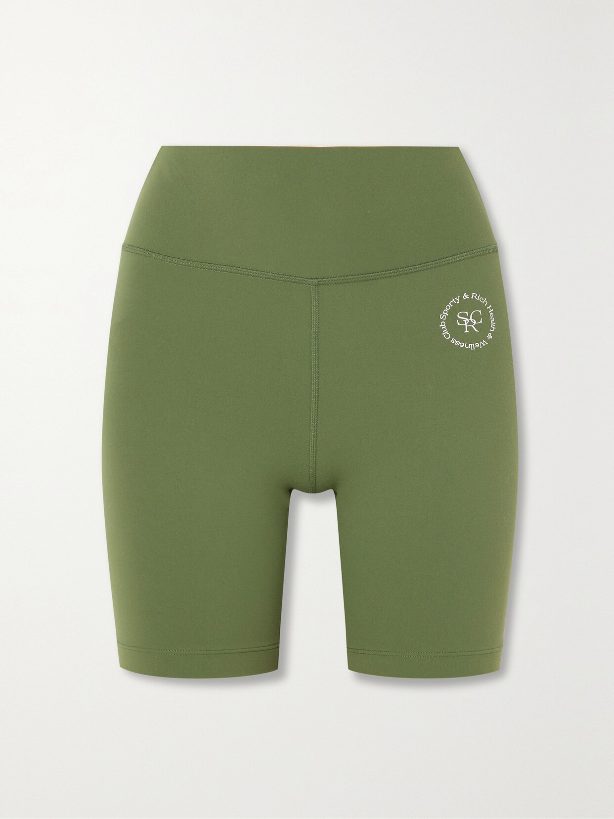 Sporty & Rich - Printed Stretch-jersey Bike Shorts - Green