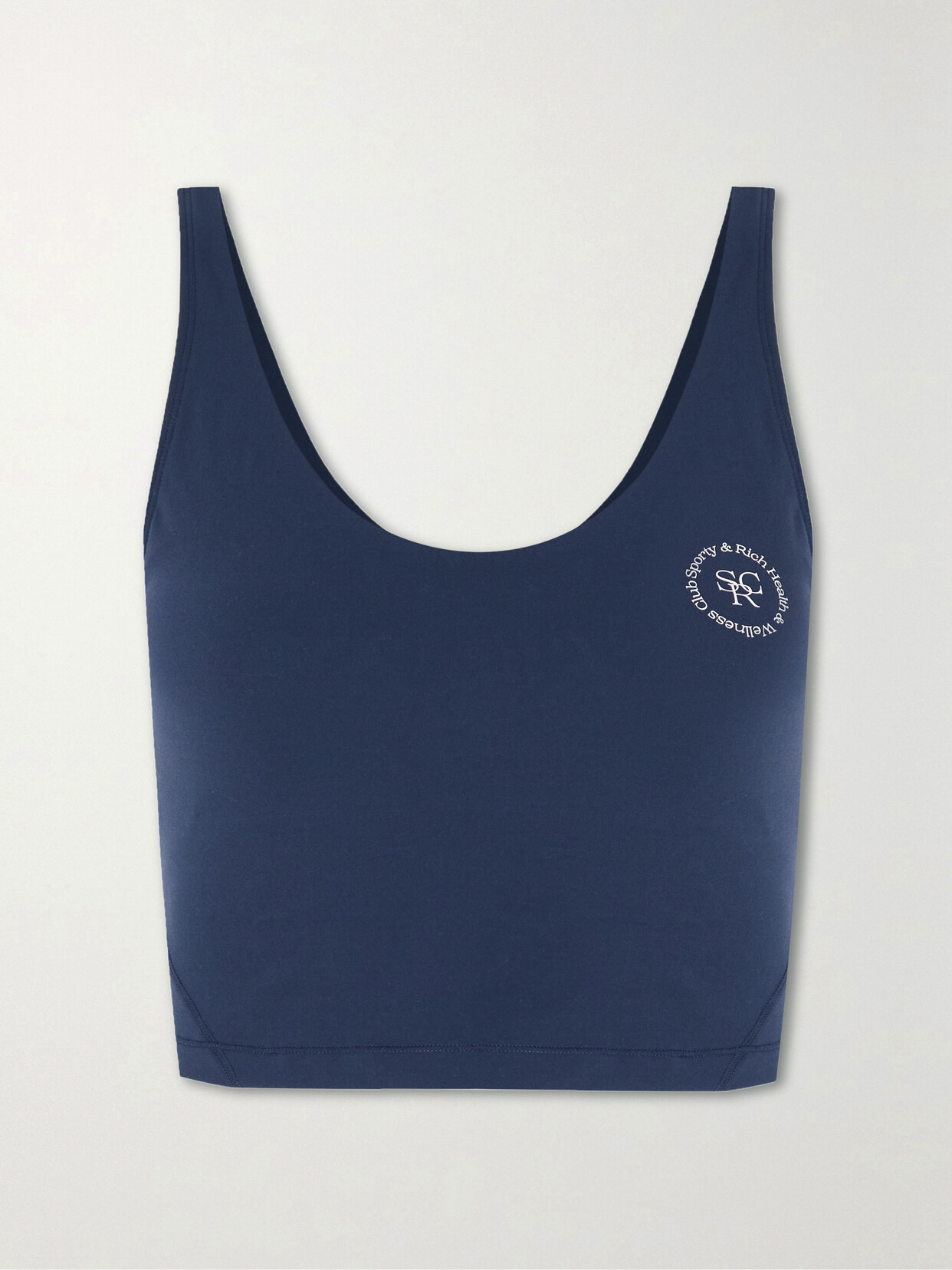 Sporty & Rich - Cropped Printed Stretch-jersey Tank - Blue