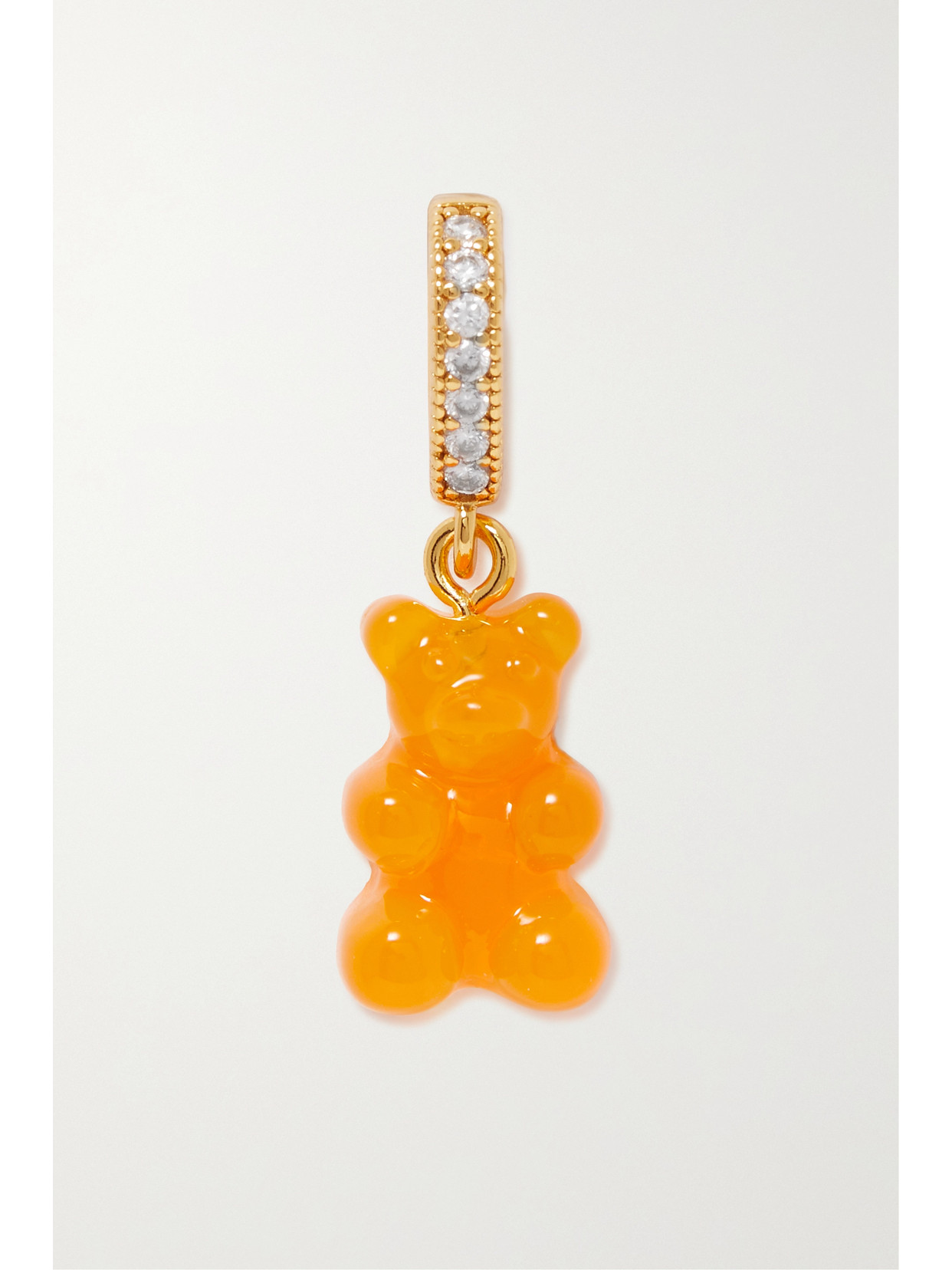 Crystal Haze - Nostalgia Bear Gold-plated, Resin And Cubic Zirconia Pendant - Orange