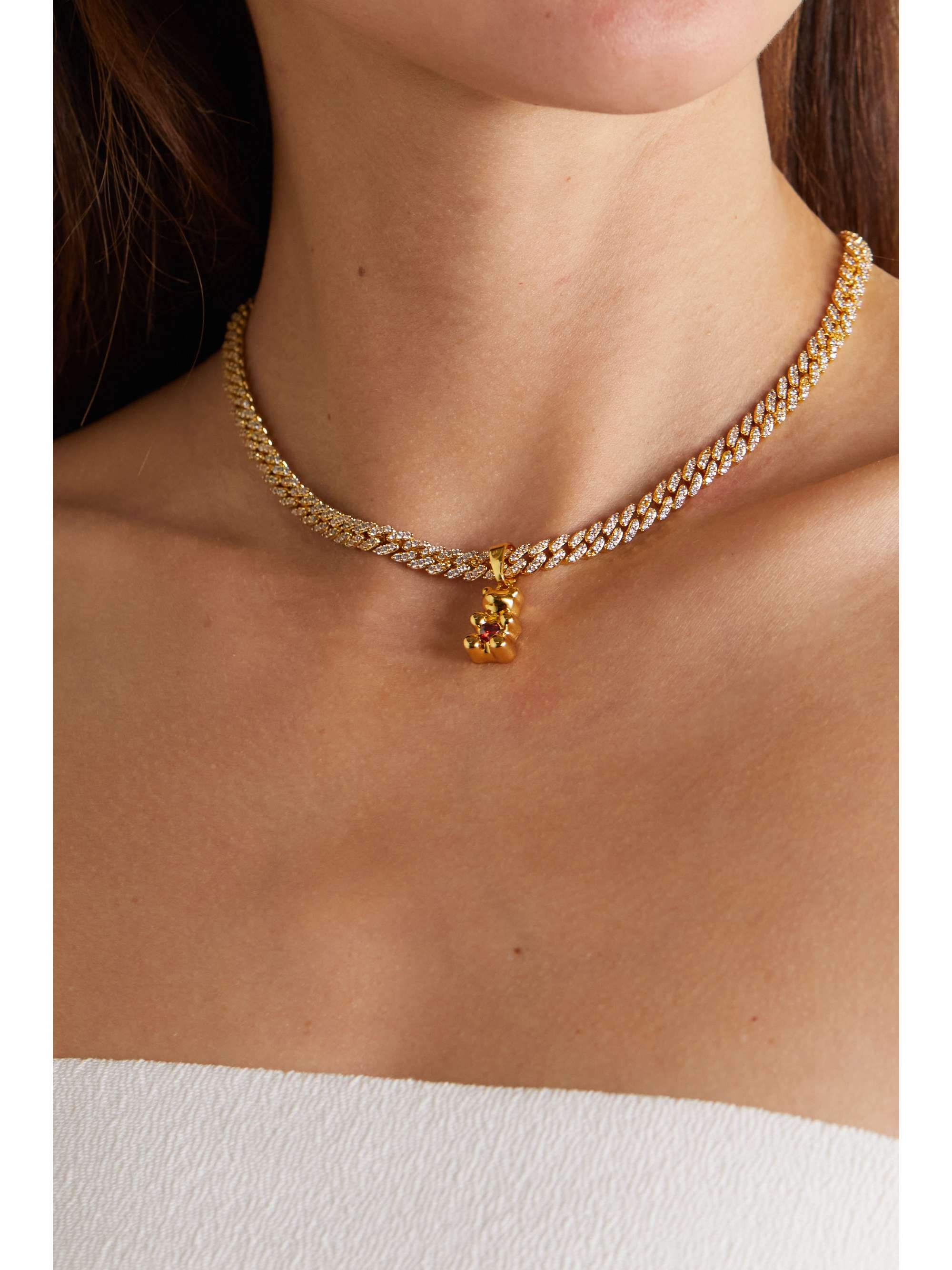 CRYSTAL HAZE JEWELRY Nostalgia Bear gold-plated, resin and cubic zirconia pendant