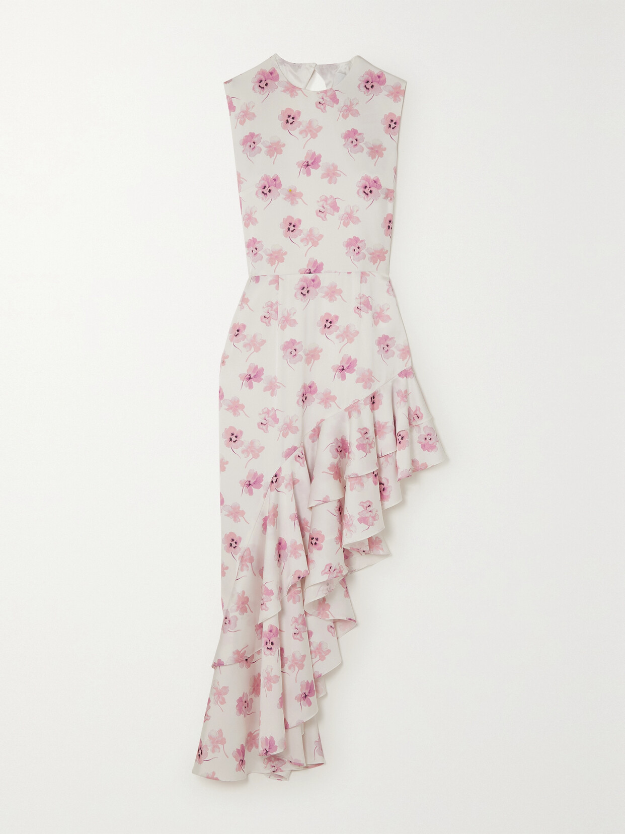 LES RÊVERIES Open-back Asymmetric Floral-print Satin Midi Dress - Pink