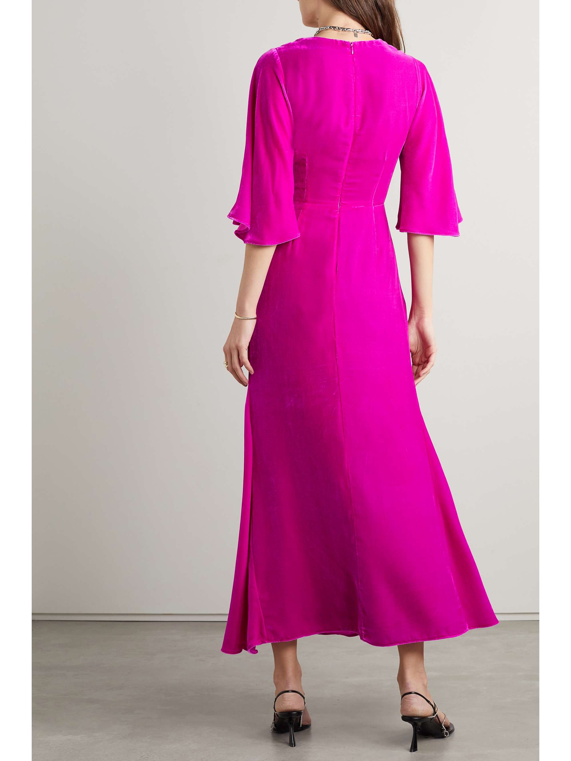 LES RÊVERIES Cutout velvet midi dress