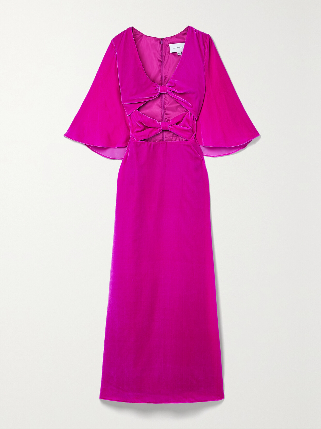 LES RÊVERIES Cutout Velvet Midi Dress - Pink