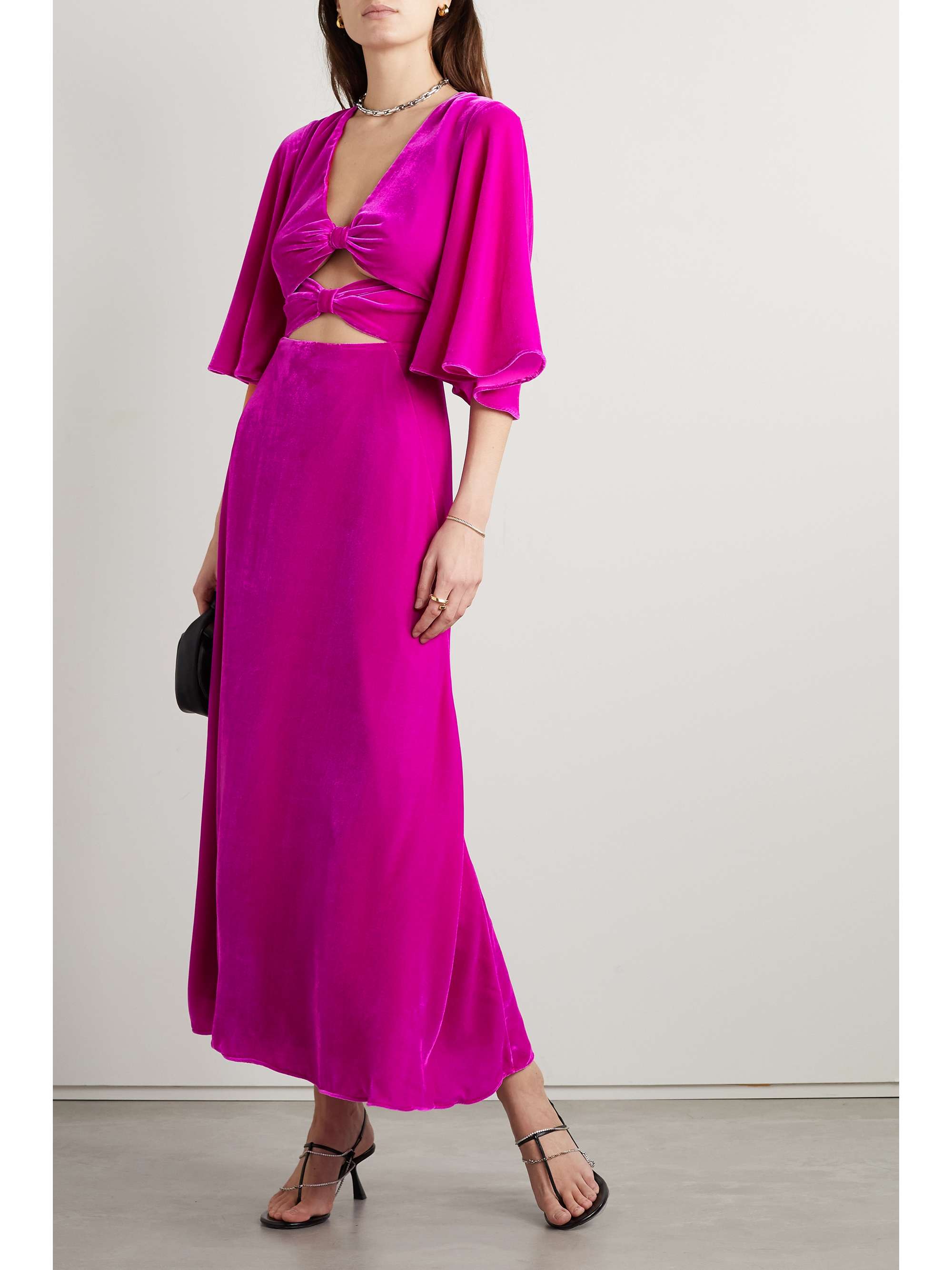 LES RÊVERIES Cutout velvet midi dress